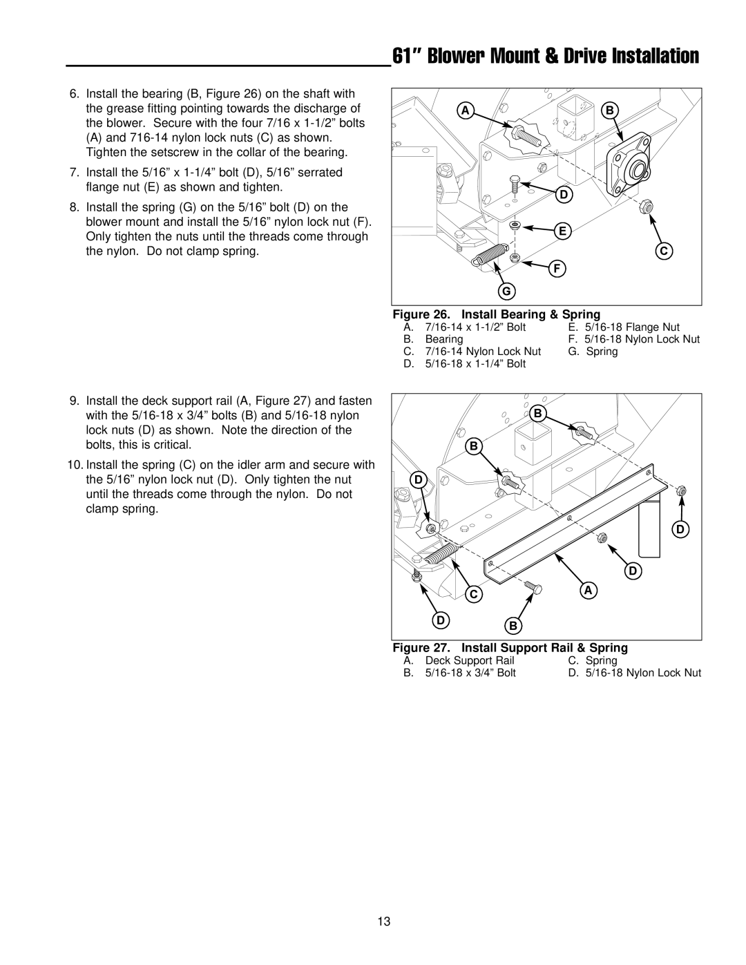 Ferris Industries IS3000z Series, 1000z Series manual Install Bearing & Spring 