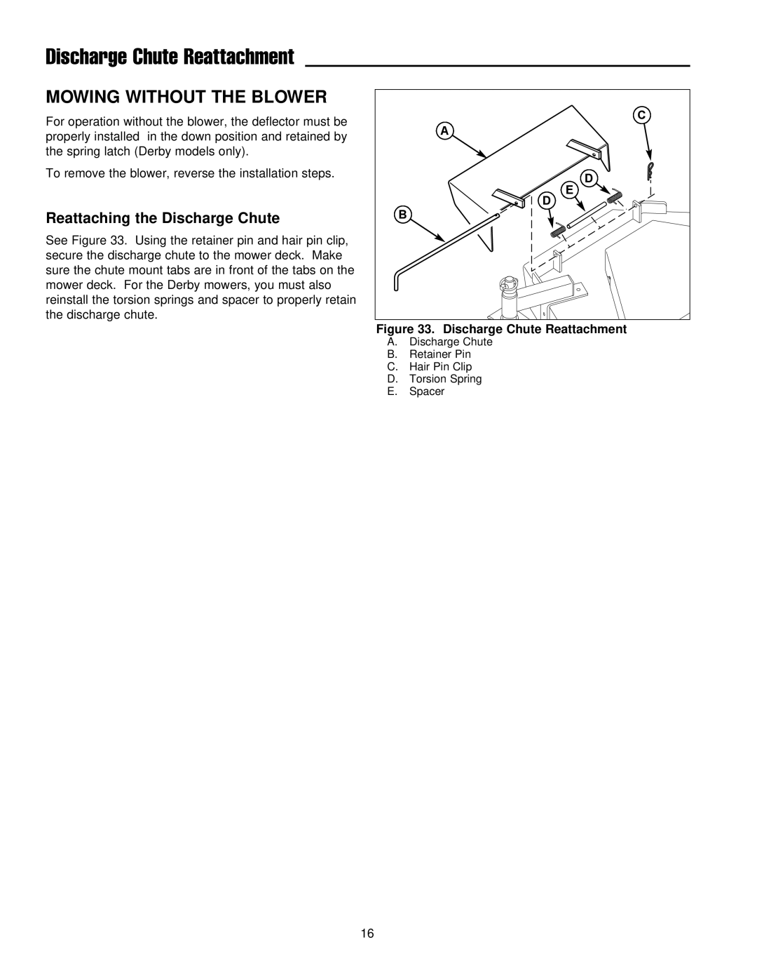 Ferris Industries 1000z Series, IS3000z Series manual Discharge Chute Reattachment, Reattaching the Discharge Chute 