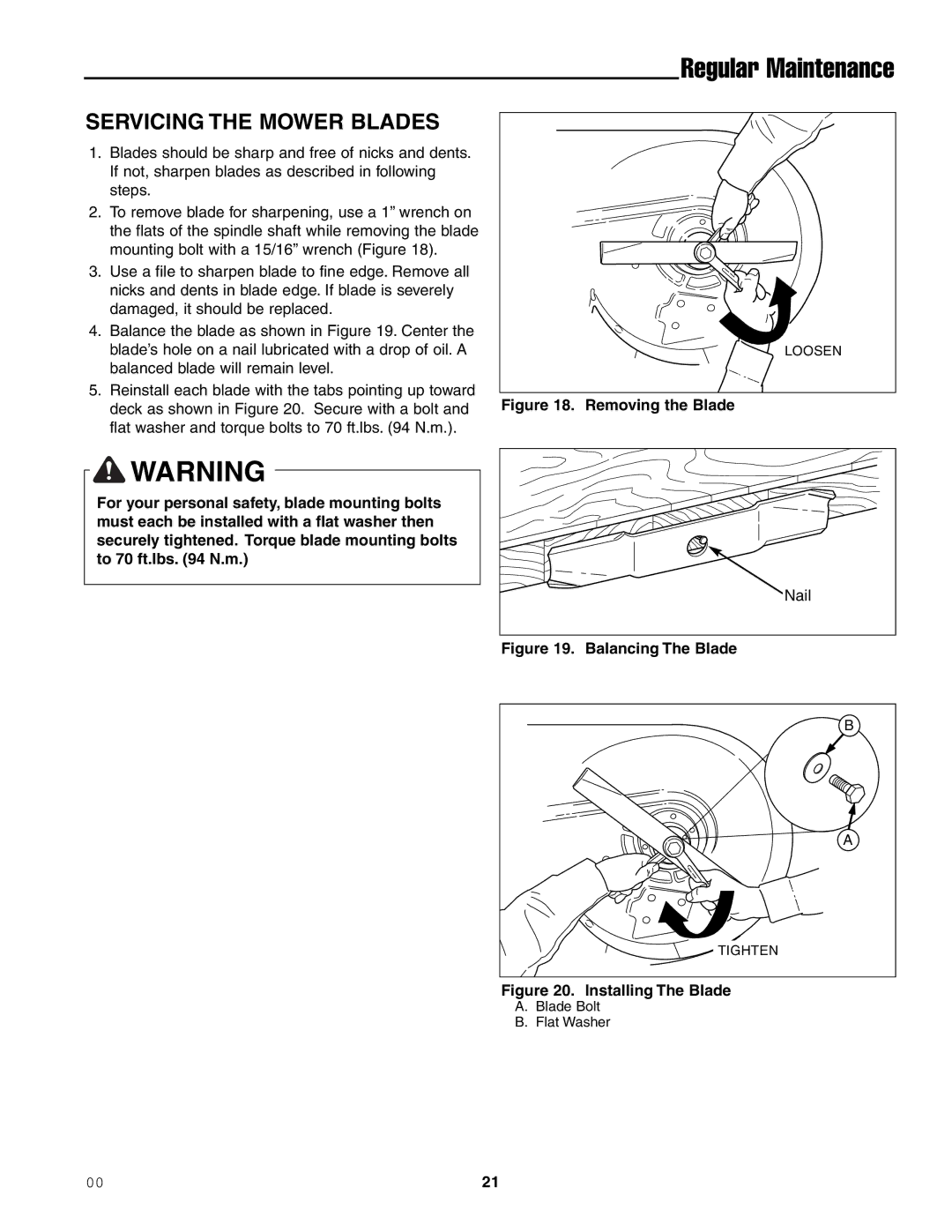 Ferris Industries 1000ZKAV23/61, 1000ZKAV21/48CE, 1000ZK23/52, 1000ZK21/48 Servicing the Mower Blades, Removing the Blade 