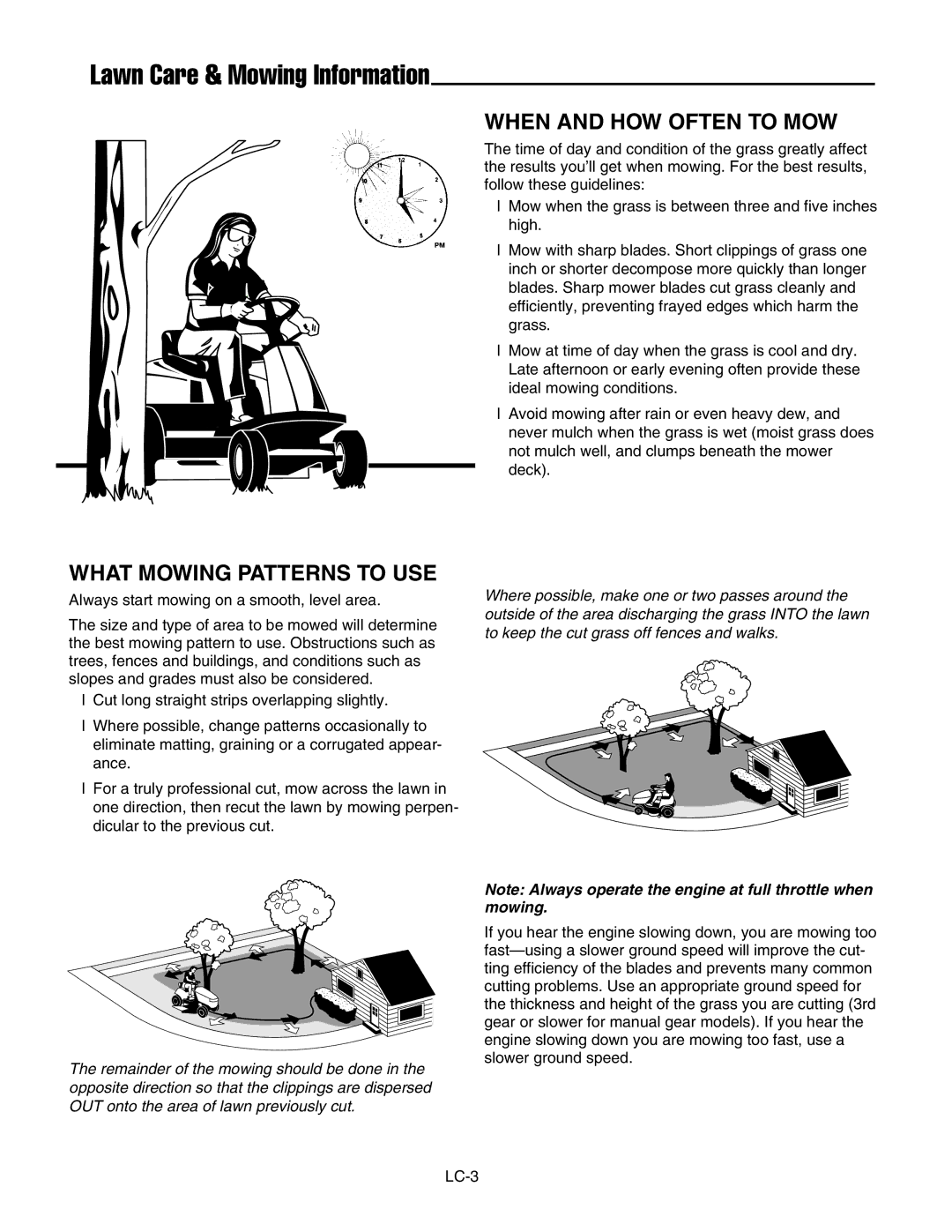 Ferris Industries 1000ZKAV21/48CE Lawn Care & Mowing Information, When and HOW Often to MOW, What Mowing Patterns to USE 