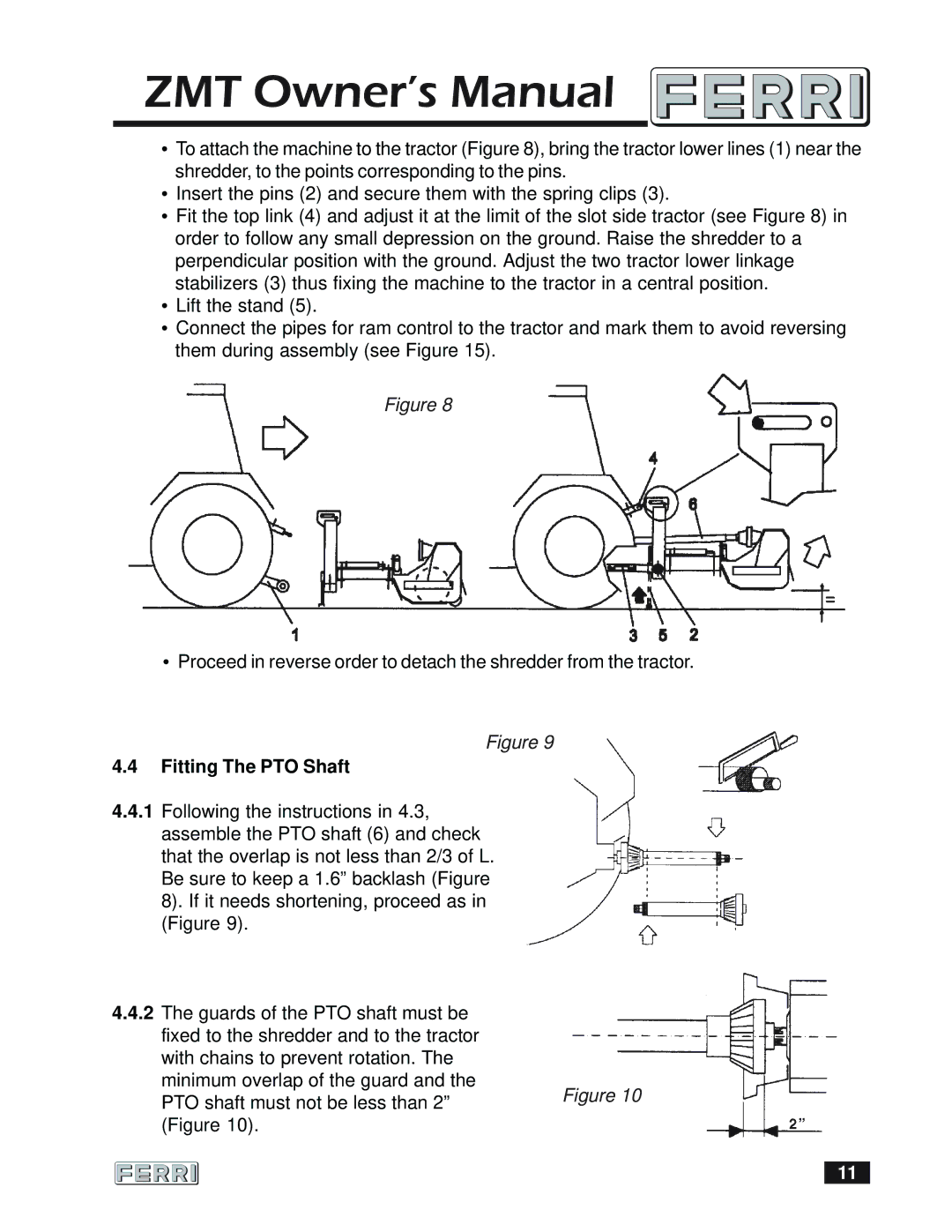 Ferris Industries 160 owner manual Fitting The PTO Shaft 