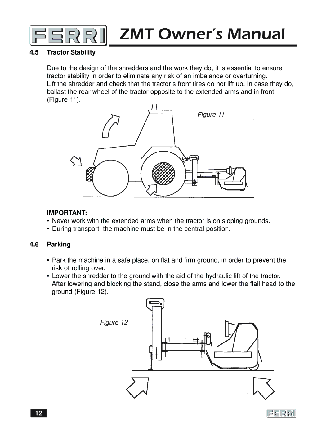 Ferris Industries 160 owner manual Tractor Stability, Parking 