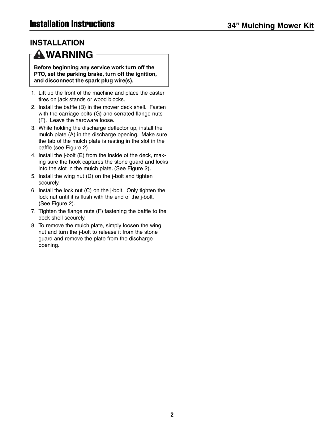 Ferris Industries 48550 installation instructions Installation Instructions 