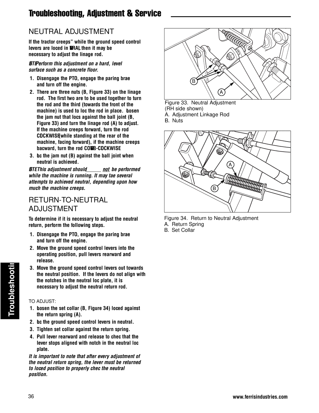 Ferris Industries 5900761 Neutral Adjustment, RETURN-TO-NEUTRAL Adjustment, RH side shown, Adjustment Linkage Rod, Nuts 