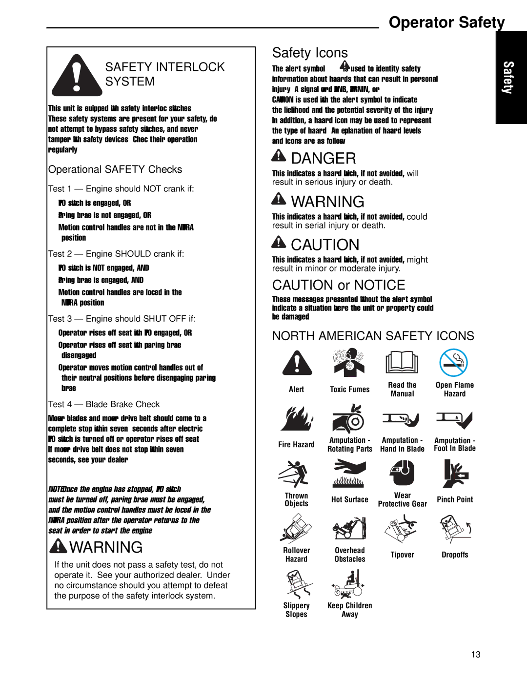 Ferris Industries 5900713 IS2000ZKAV25/52 AUS/NZ, 25HP, 52 CUT ZERO-TURN RIDING MOWER manual Safety Interlock System 