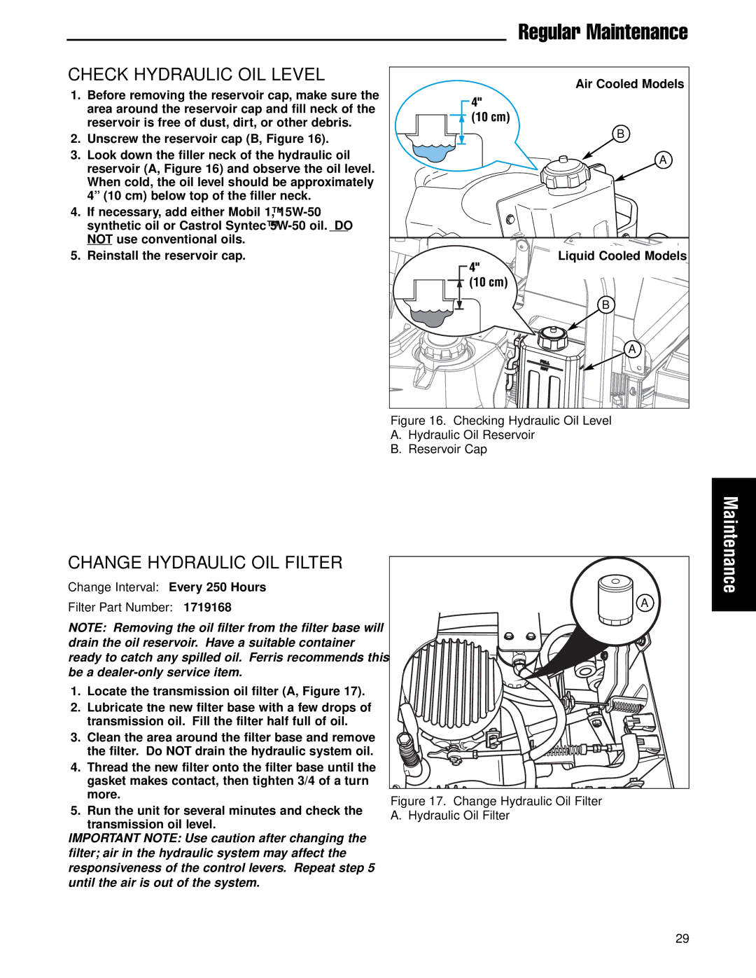 Ferris Industries 5900670 IS2000ZBV3061, 30HP, 61 CUT ZERO-TURN RIDING MOWER manual Check Hydraulic OIL Level 