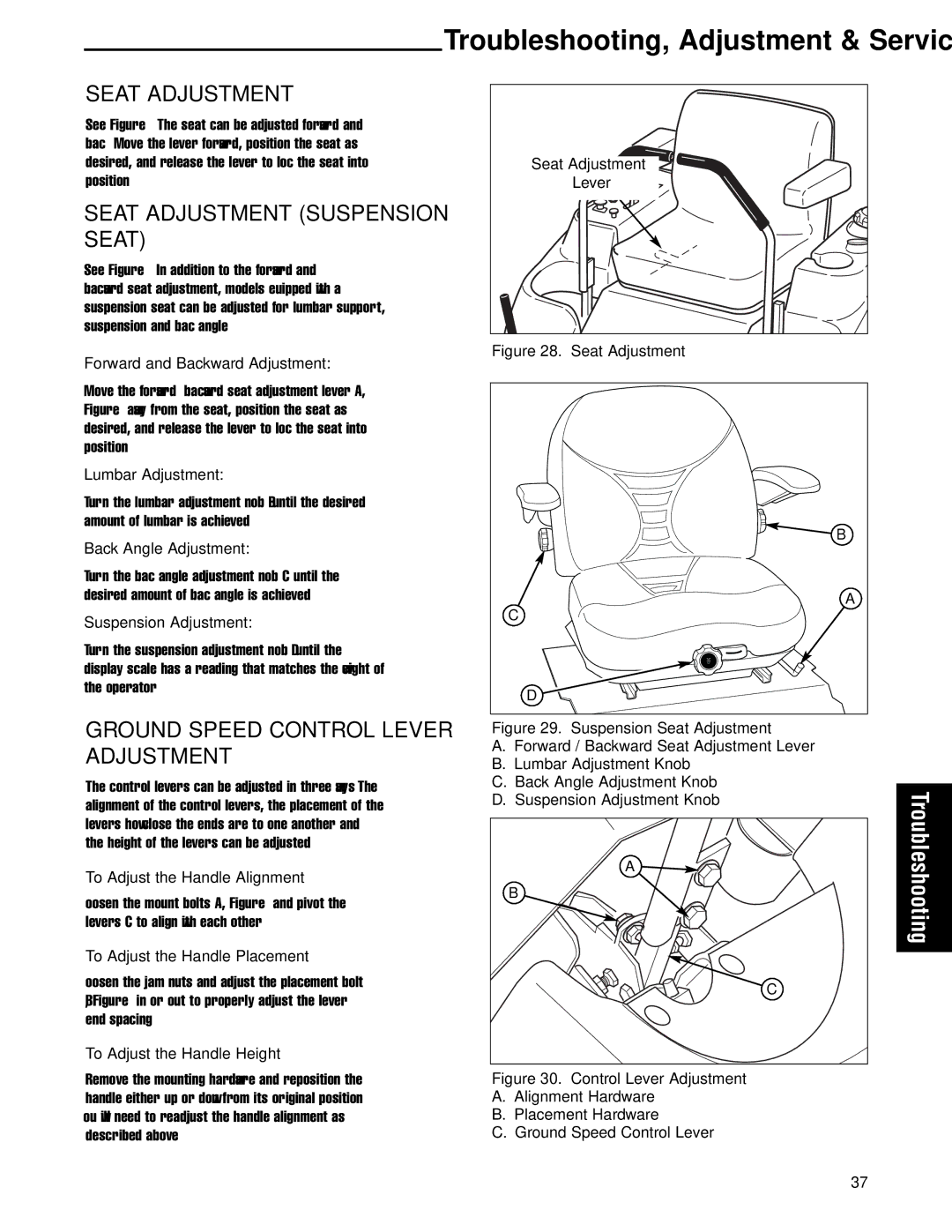 Ferris Industries 5901170 IS2000ZK2761, 27HP, 61 CUT ZERO-TURN RIDING MOWER manual Seat Adjustment 