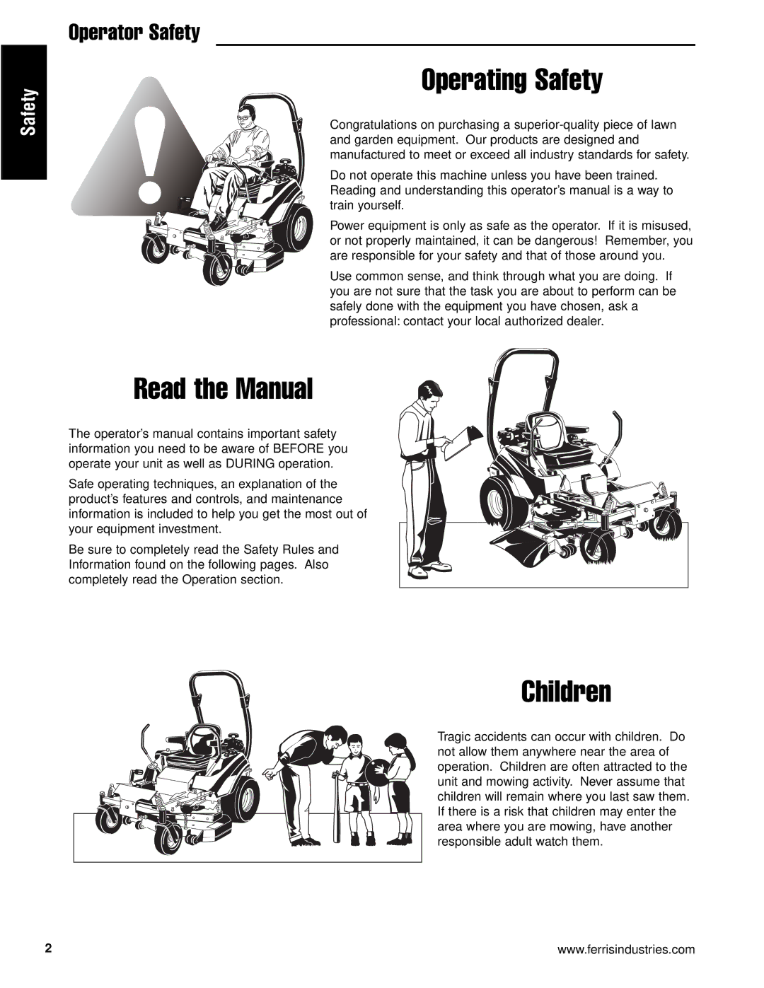 Ferris Industries 5900737 IS2000ZKAV2561 CAL, 25HP, 61 CUT ZERO-TURN RIDING MOWER manual Operating Safety 