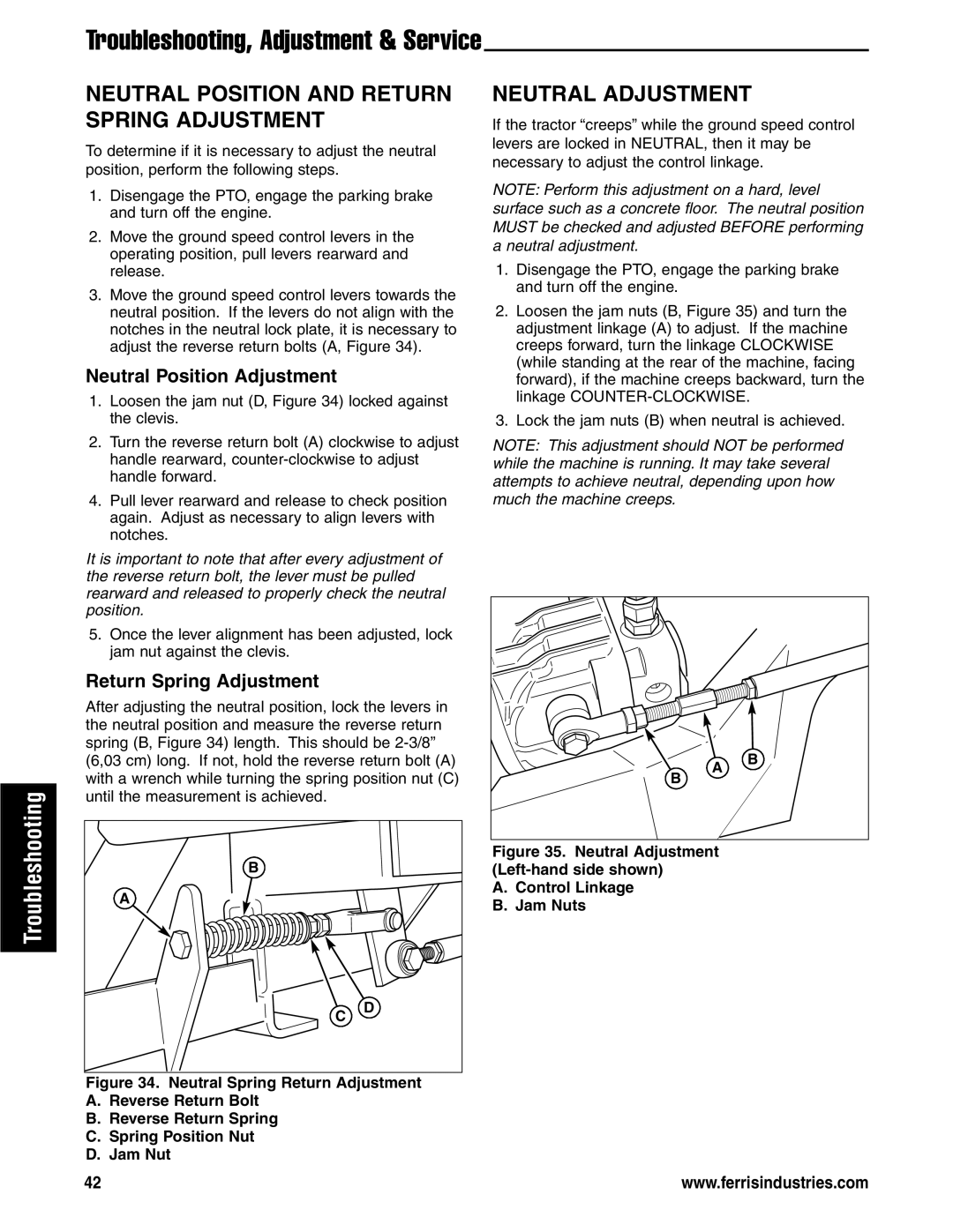 Ferris Industries 5901178 Neutral Position and Return Spring Adjustment, Neutral Adjustment, Neutral Position Adjustment 