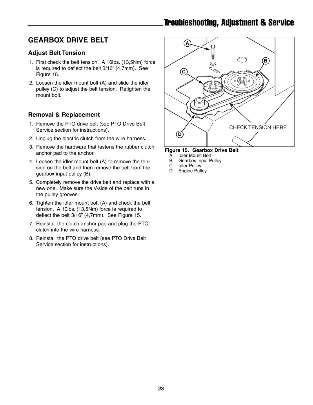 Ferris Industries BGF48KAV15, BGF36KAV15 manual Gearbox Drive Belt 