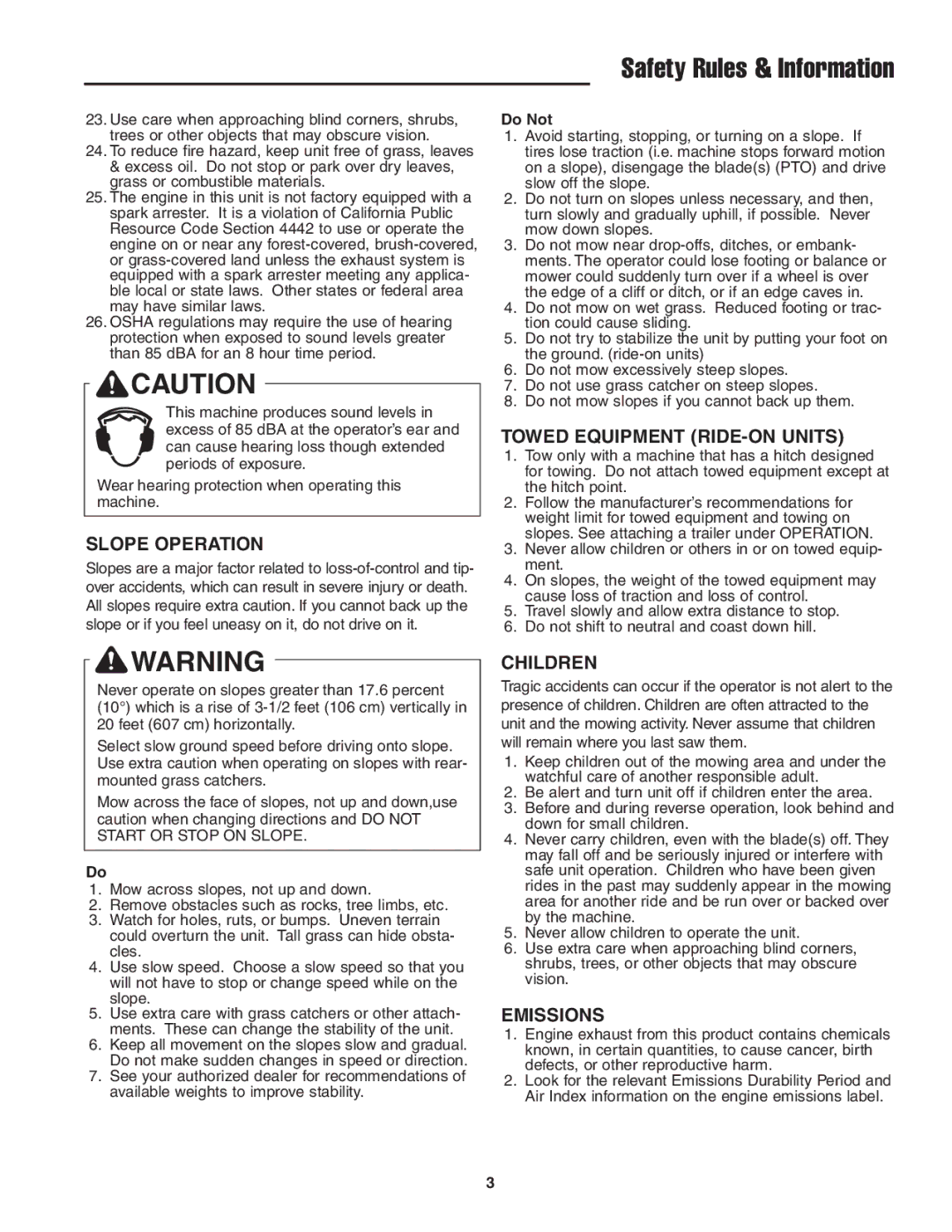 Ferris Industries BGF48KAV15, BGF36KAV15 manual Safety Rules & Information, Do Not 