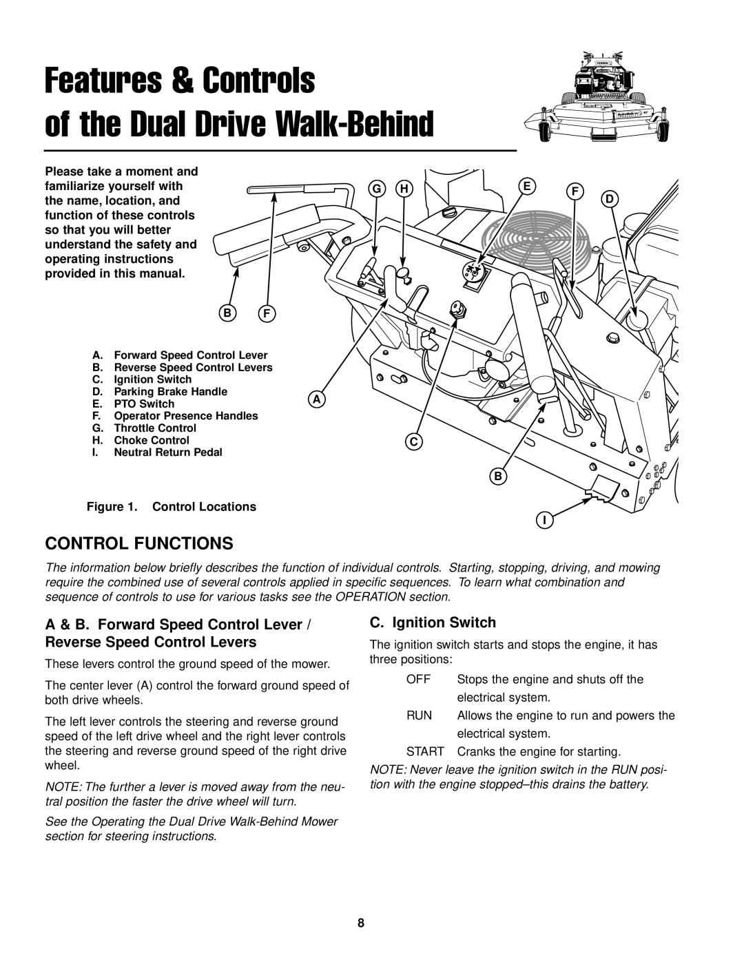 Ferris Industries DDSKAV17CE, DDSKAV15CE Control Functions, Forward Speed Control Lever / Reverse Speed Control Levers 