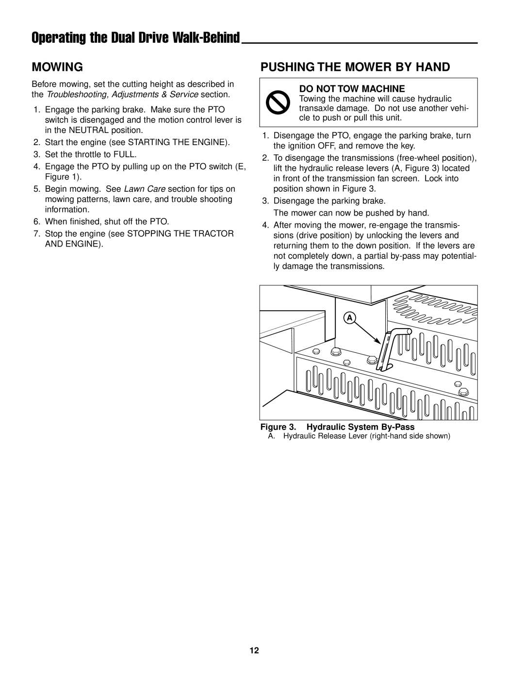 Ferris Industries DDSKAV23CE, DDSKAV15CE manual Operating the Dual Drive Walk-Behind, Mowing, Pushing the Mower by Hand 