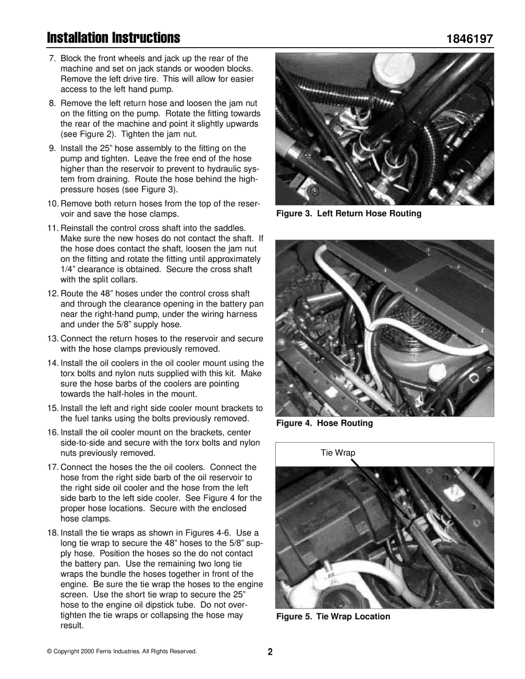 Ferris Industries ZT2354 installation instructions Installation Instructions, 1846197 