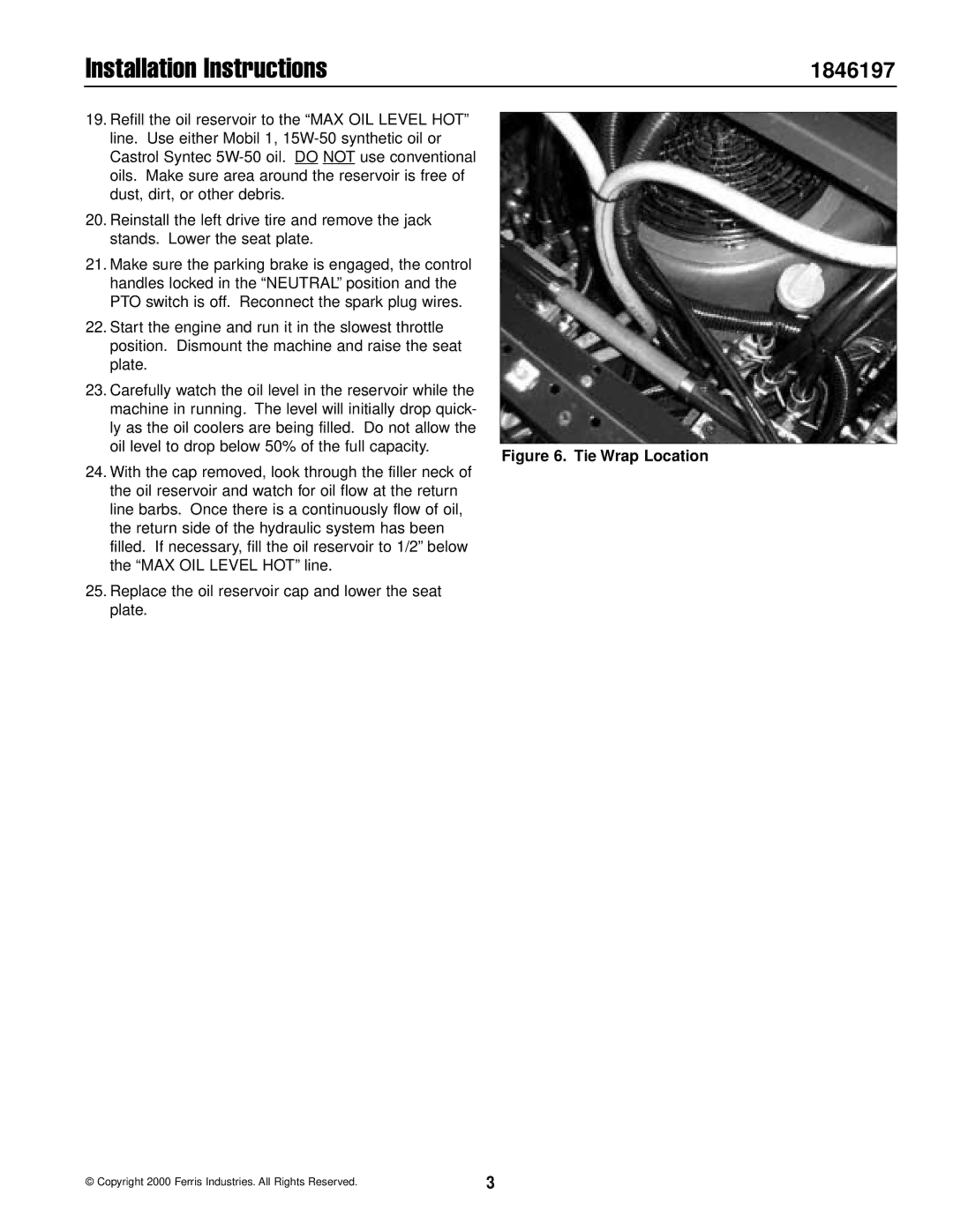 Ferris Industries 1846197, ZT2354 installation instructions Installation Instructions 