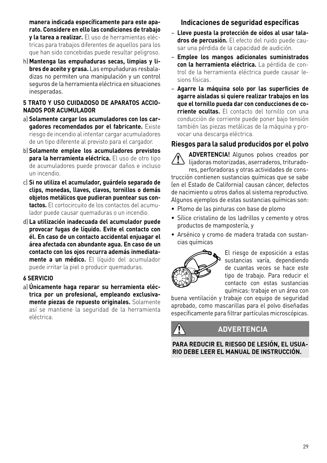 Festool 564274 instruction manual Indicaciones de seguridad específicas, Servicio 