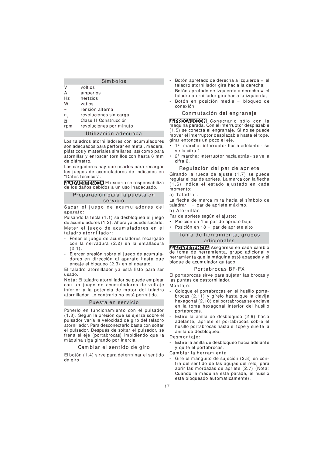 Festool CDD12 instruction manual Símbolos, Utilización adecuada, Preparación para la puesta en Servicio, Puesta en servicio 