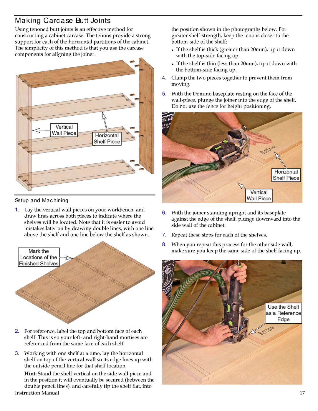 Festool PI574432, DF 500, PI574332, PN574332, PN574432 user manual Making Carcase Butt Joints 