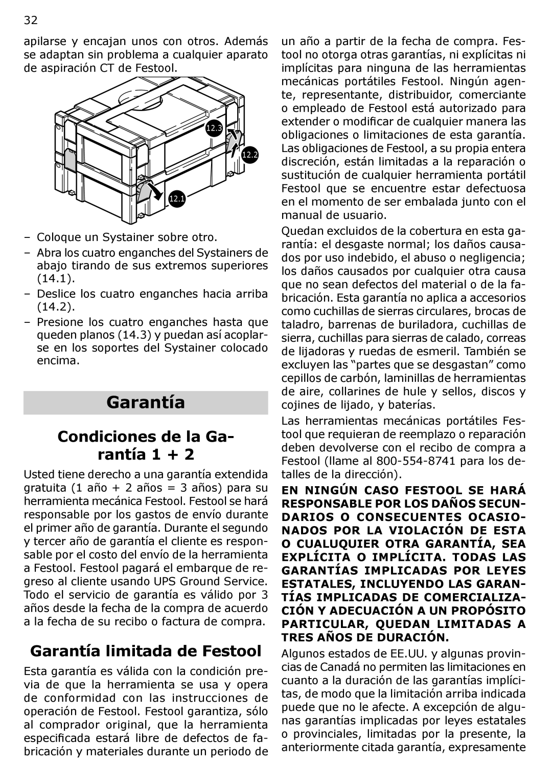 Festool MFK 700 instruction manual Condiciones de la Ga Rantía 1 +, Garantía limitada de Festool 