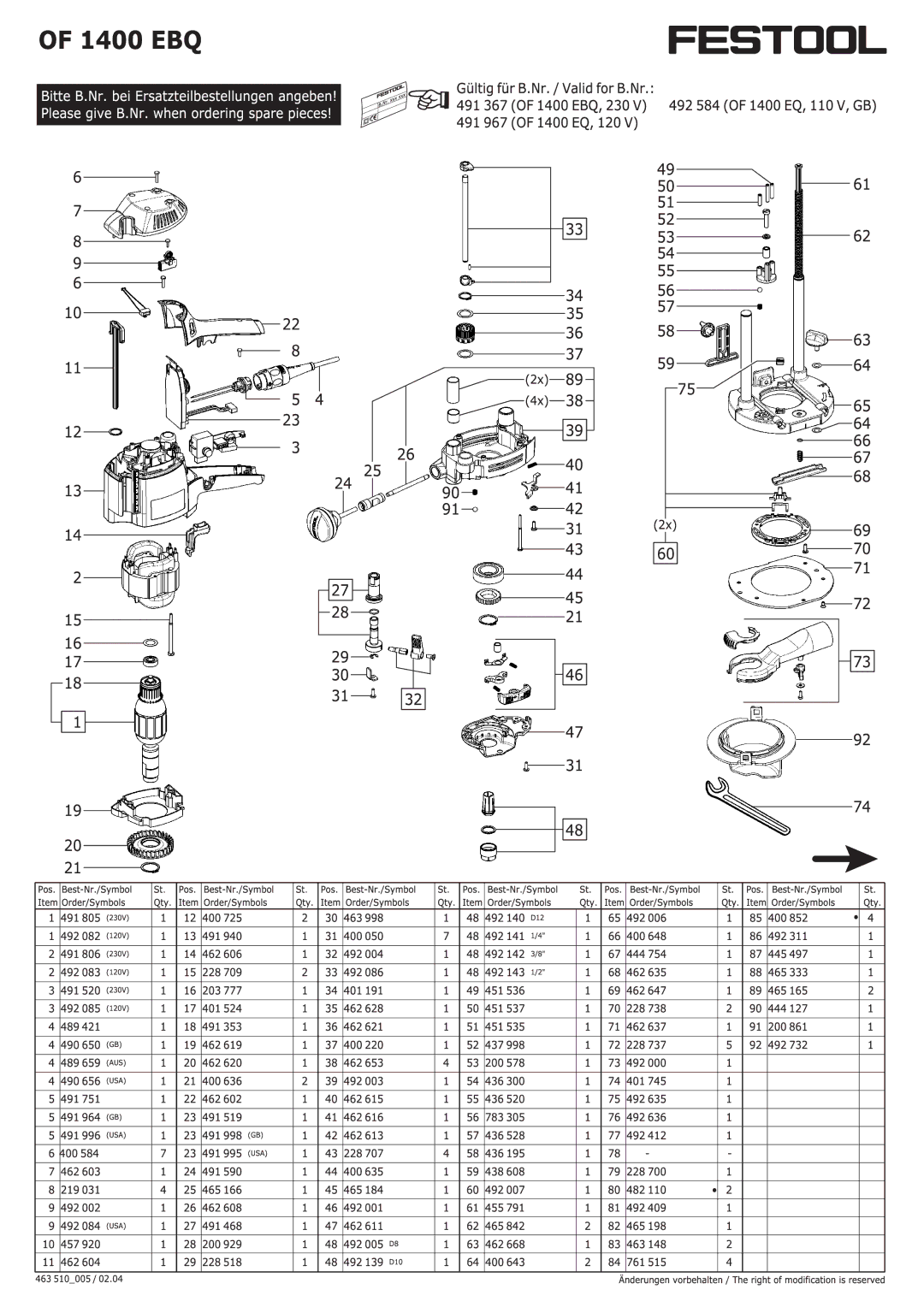 Festool OF 1400 EBQ manual 129, 044, 60048, 1200 