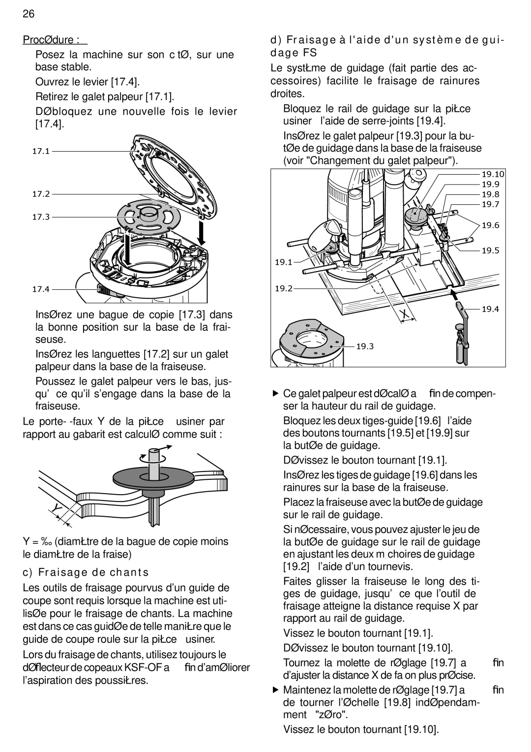 Festool PAC574354, OF 2200 EB instruction manual Fraisage de chants, Fraisage à laide dun système de gui- dage FS 