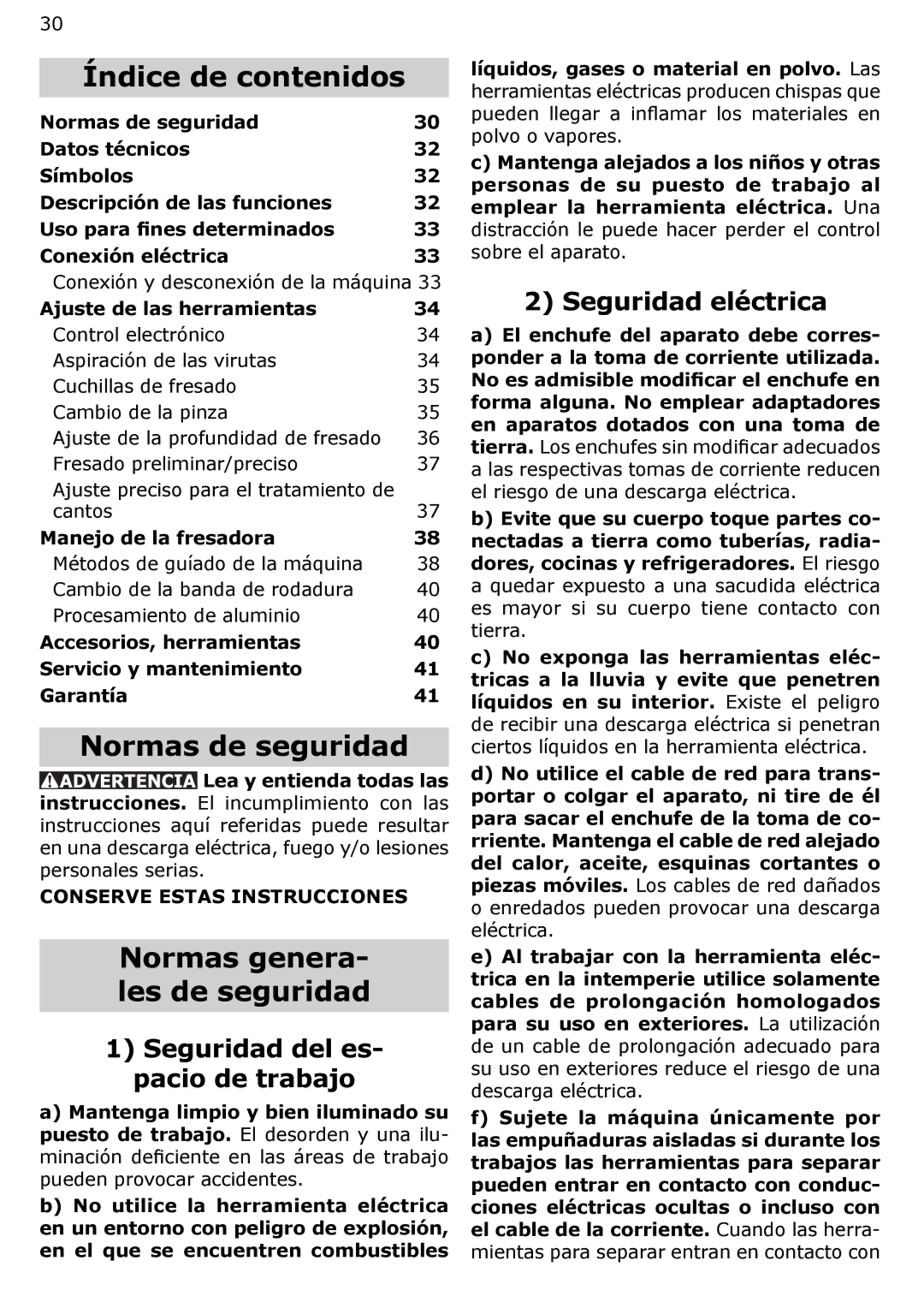 Festool PAC574354, OF 2200 EB instruction manual Seguridad eléctrica, Seguridad del es, Pacio de trabajo 