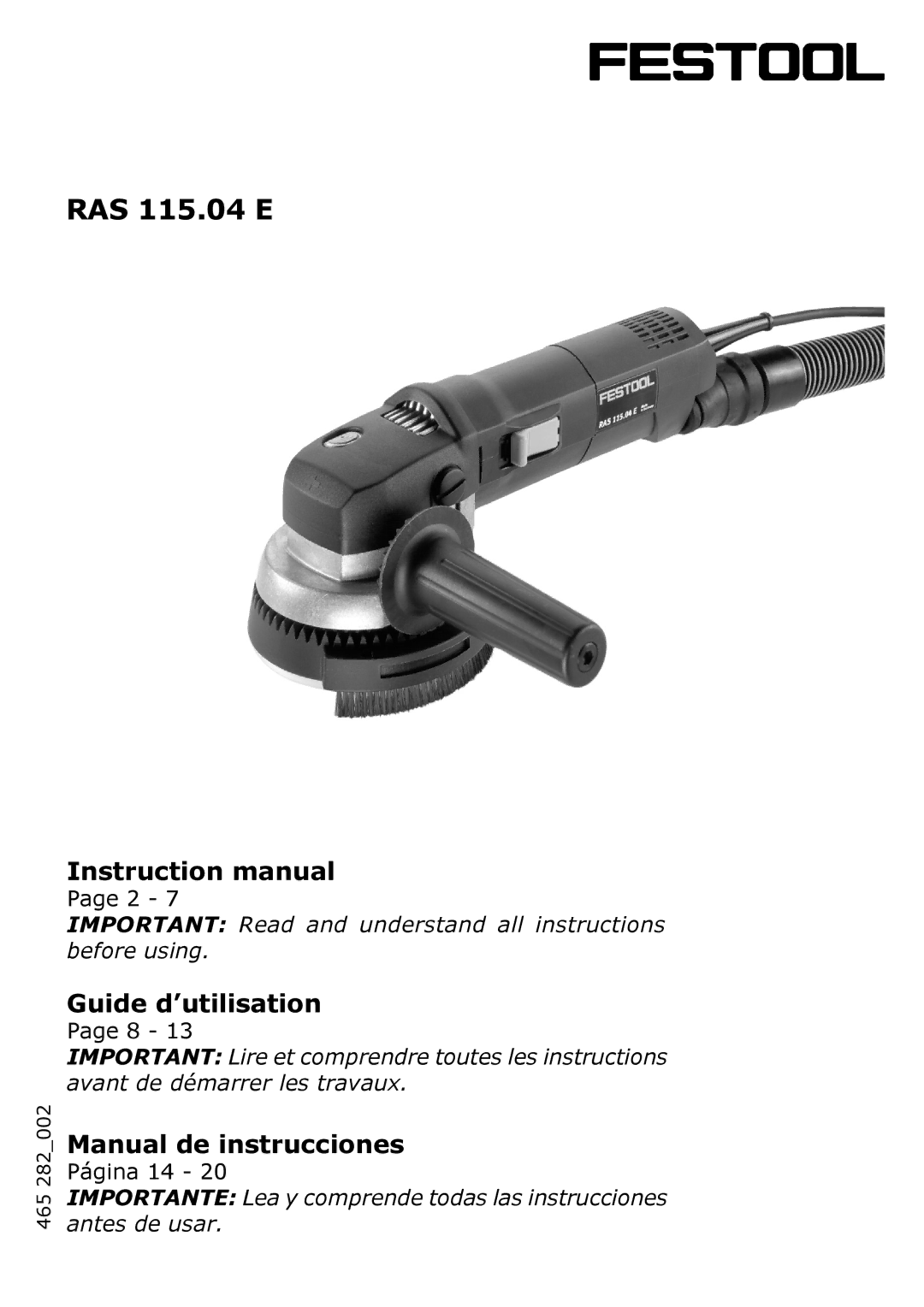 Festool PN570789, PI570789 instruction manual RAS 115.04 E 