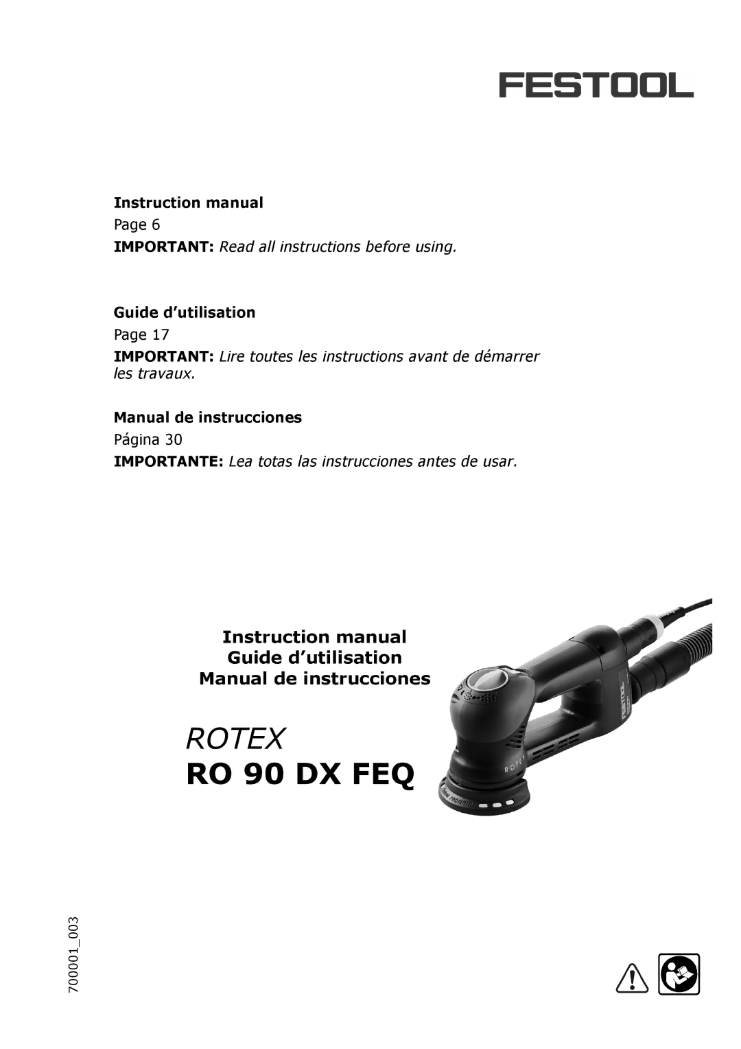 Festool PAC571823, PI571823, PM571823, PN571823 instruction manual Guide d’utilisation Manual de instrucciones 