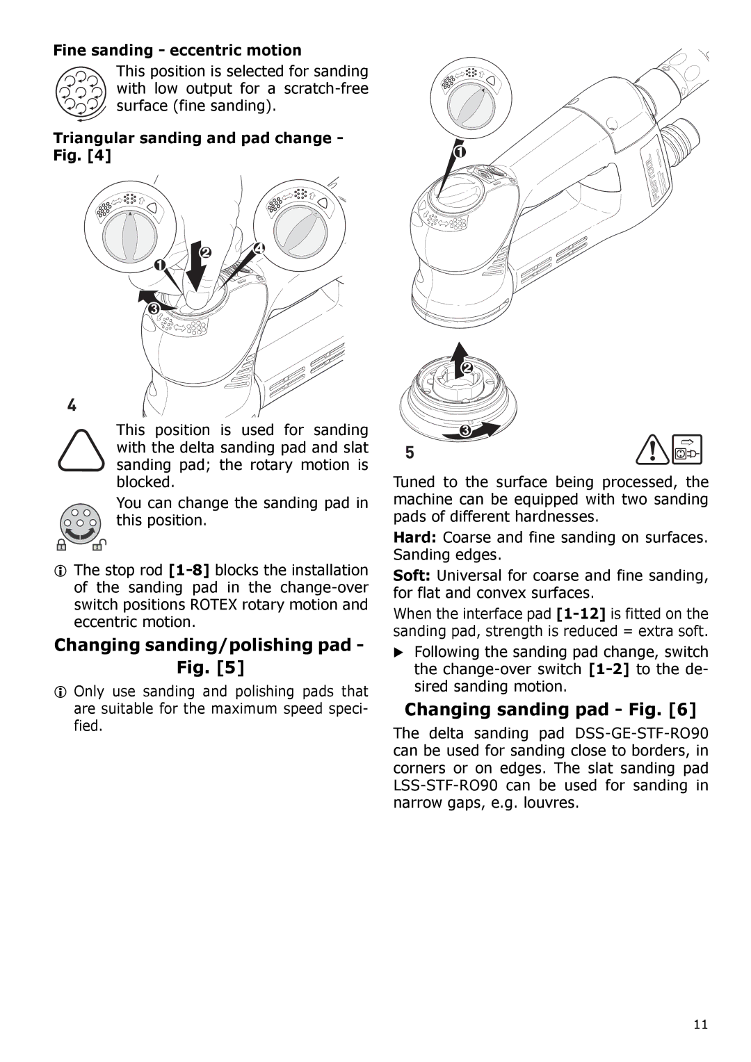 Festool PN571823, PI571823 Changing sanding/polishing pad, Changing sanding pad Fig, Fine sanding eccentric motion 