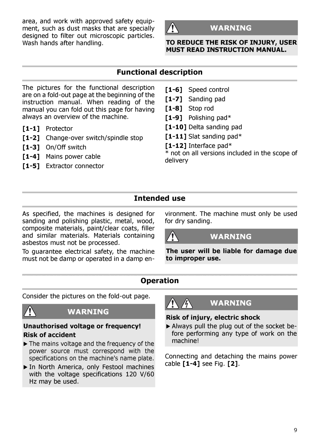 Festool PAC571823, PI571823, PM571823, PN571823 instruction manual Functional description, Intended use, Operation 