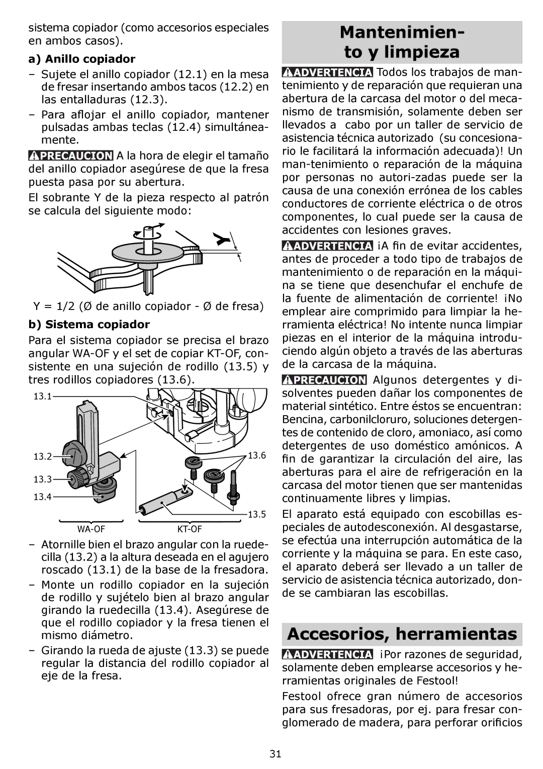 Festool PAC574342, PI574342 Mantenimien- to y limpieza, Accesorios, herramientas, Anillo copiador, Sistema copiador 