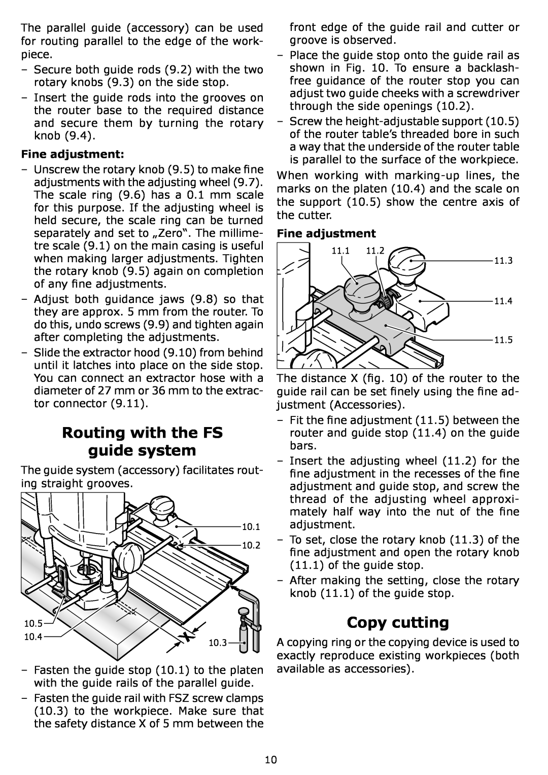 Festool OF 1400 EQ, PI574342, PN574342, PAC574342 instruction manual Routing with the FS guide system, Copy cutting 