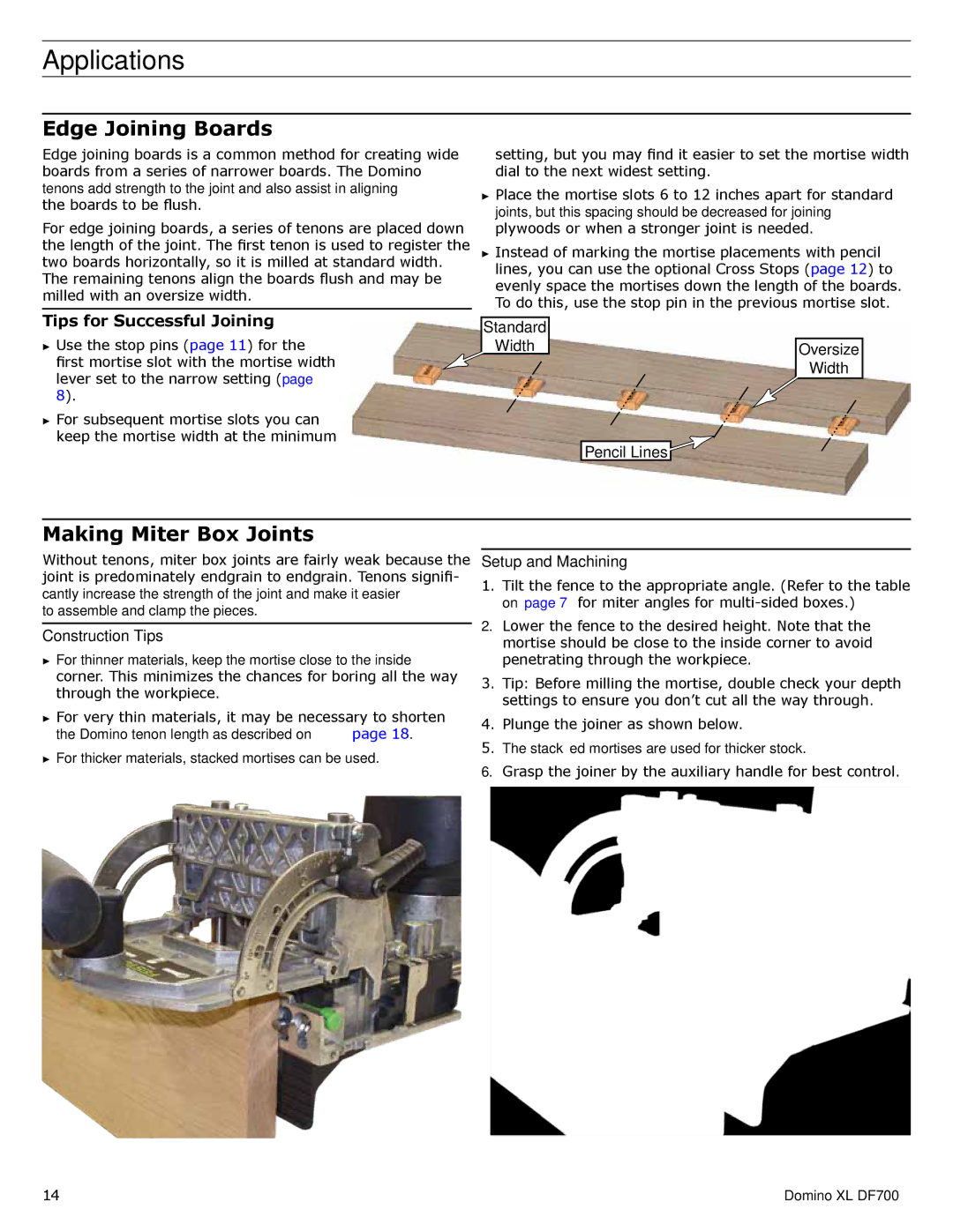 Festool PI574422, PI574447, PN574447, PN574422, PD574447 user manual Applications, Edge Joining Boards, Making Miter Box Joints 