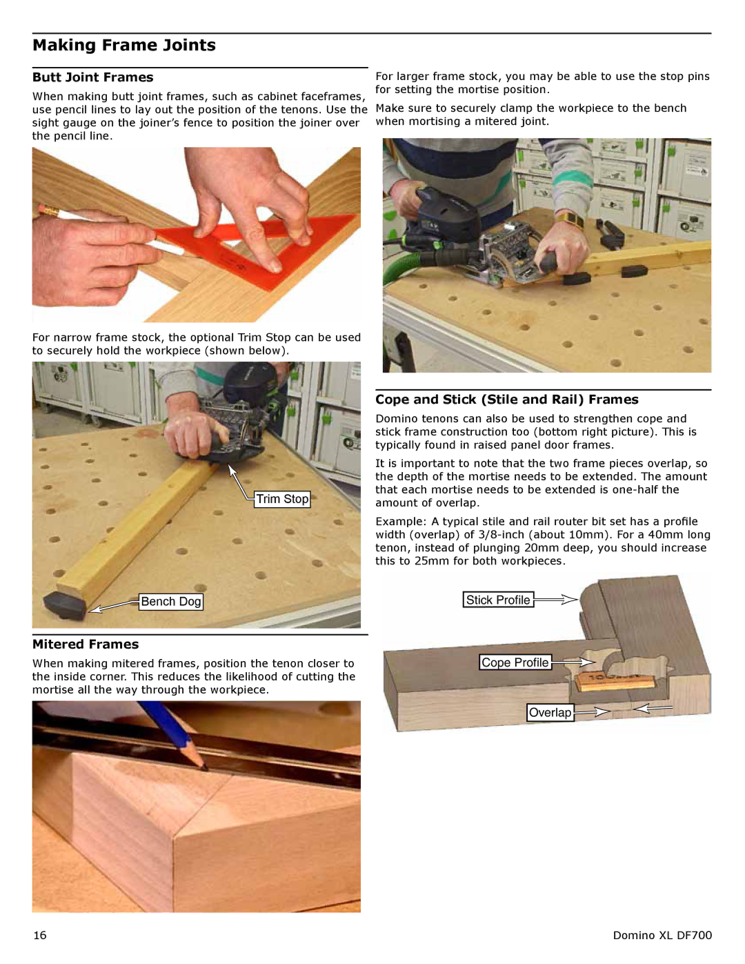 Festool PN574447, PI574447 Making Frame Joints, Butt Joint Frames, Mitered Frames, Cope and Stick Stile and Rail Frames 