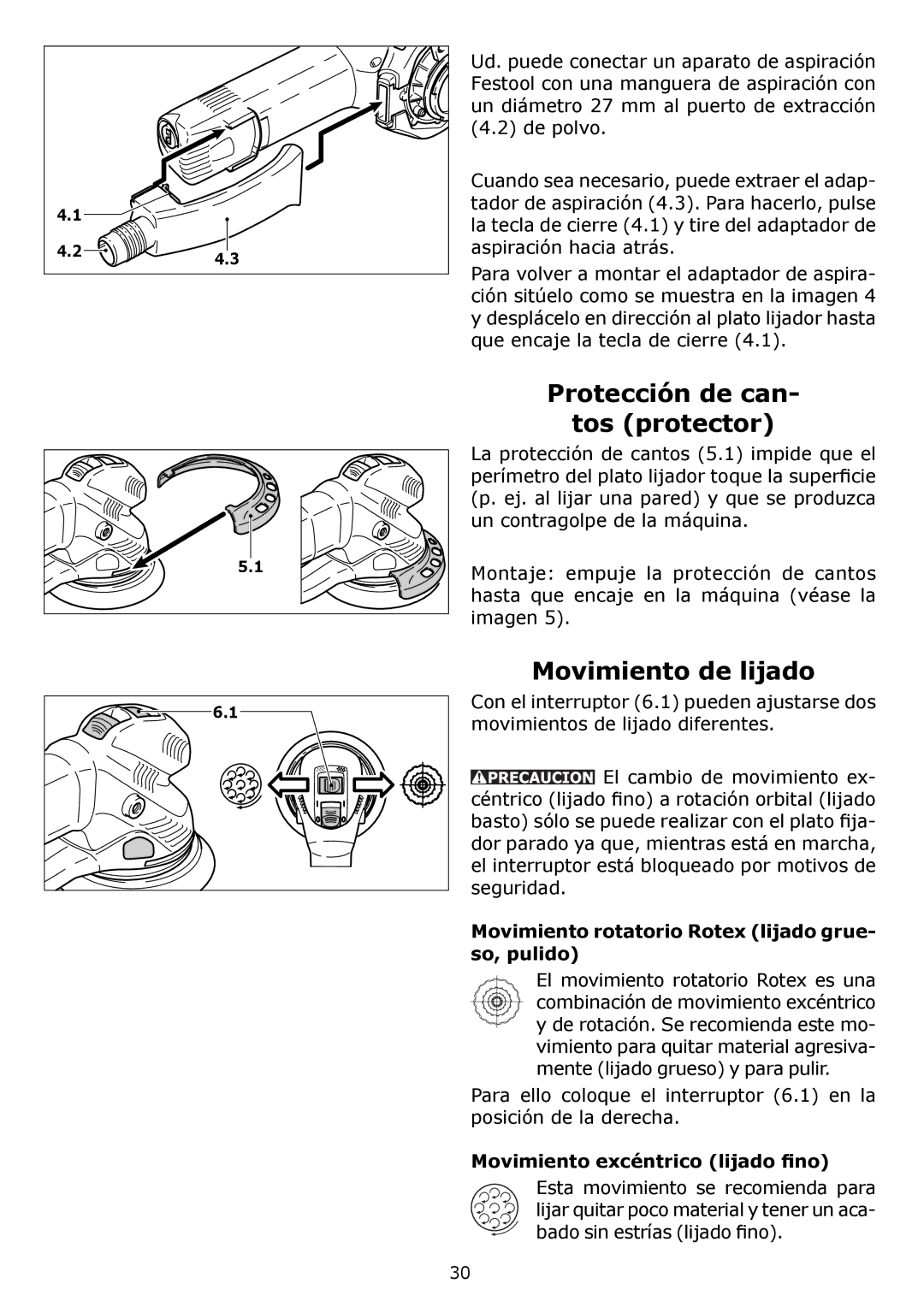 Festool PM571810 Protección de can Tos protector, Movimiento de lijado, Movimiento rotatorio Rotex lijado grue- so, pulido 