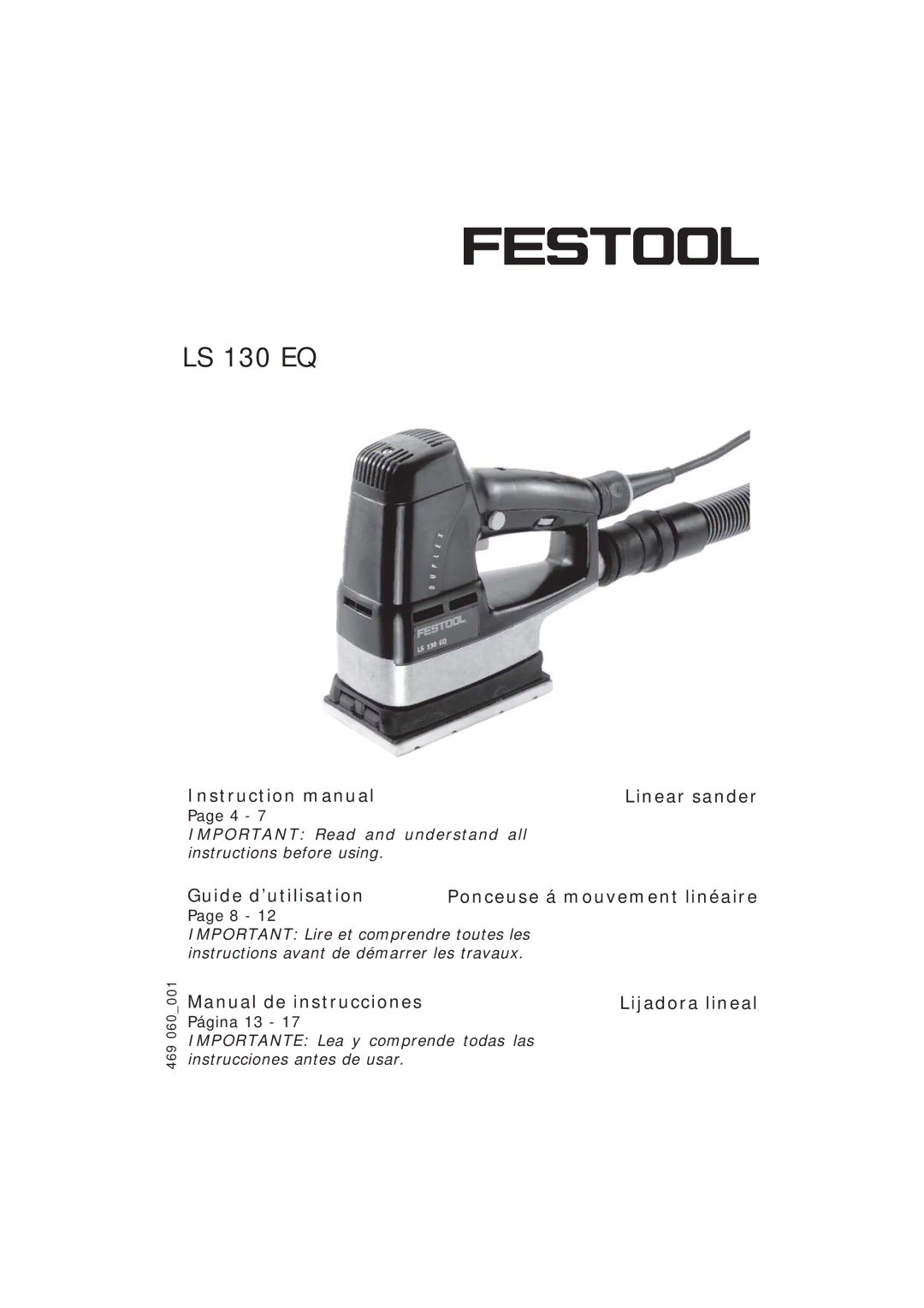 Festool PN567852 instruction manual LS 130 EQ 