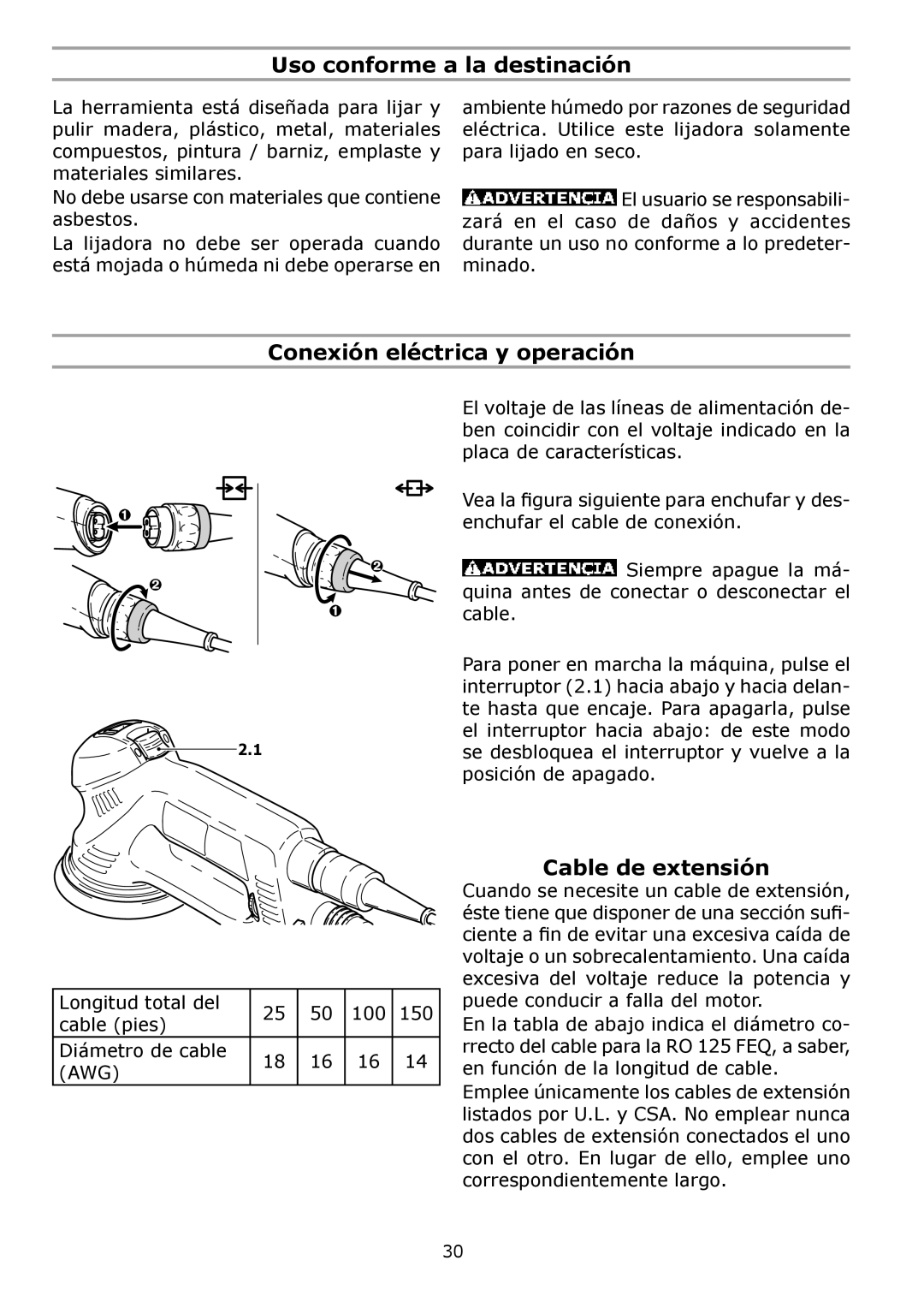 Festool PN571782, PM571782, PI571782 Uso conforme a la destinación, Conexión eléctrica y operación, Cable de extensión 