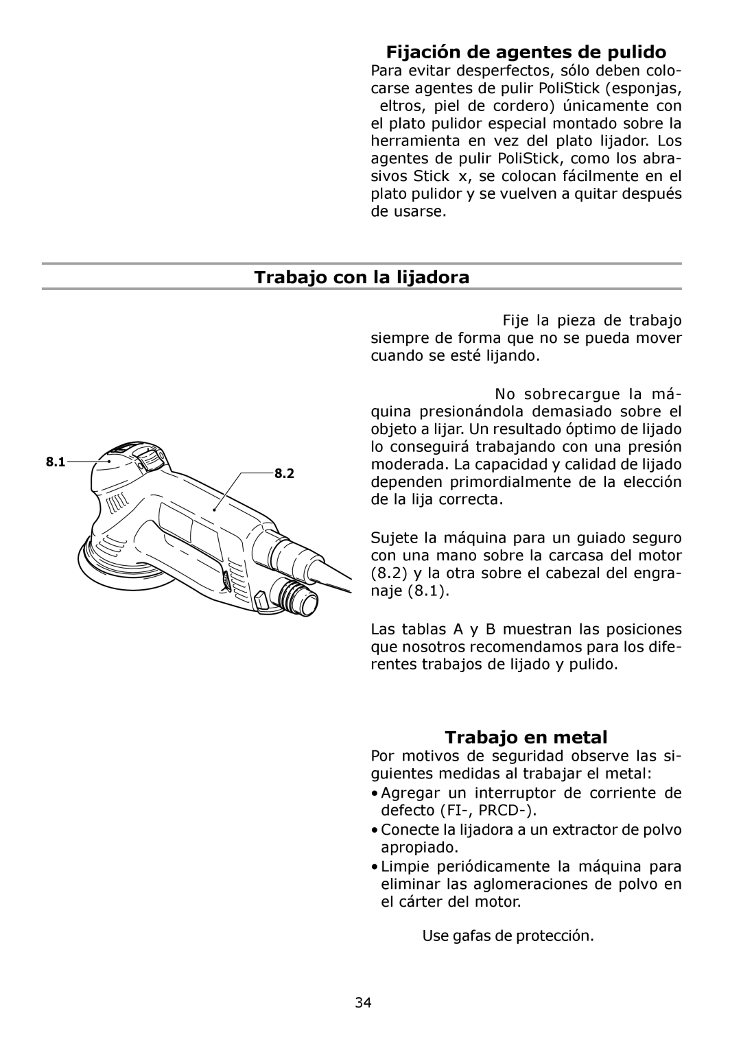 Festool PM571782, PN571782, PI571782 Fijación de agentes de pulido, Trabajo con la lijadora, Trabajo en metal 