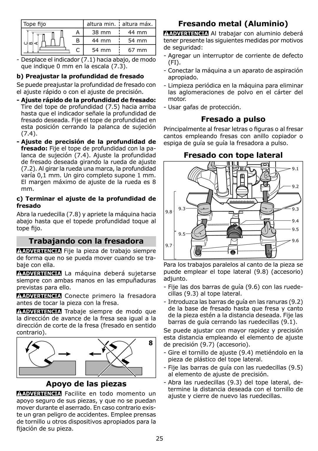 Festool PI574339, PN574339 Trabajando con la fresadora, Apoyo de las piezas, Fresando metal Aluminio, Fresado a pulso 