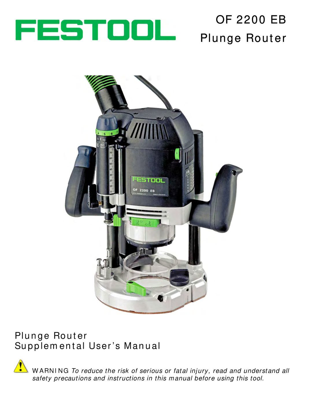 Festool PN574354 user manual EB Plunge Router 