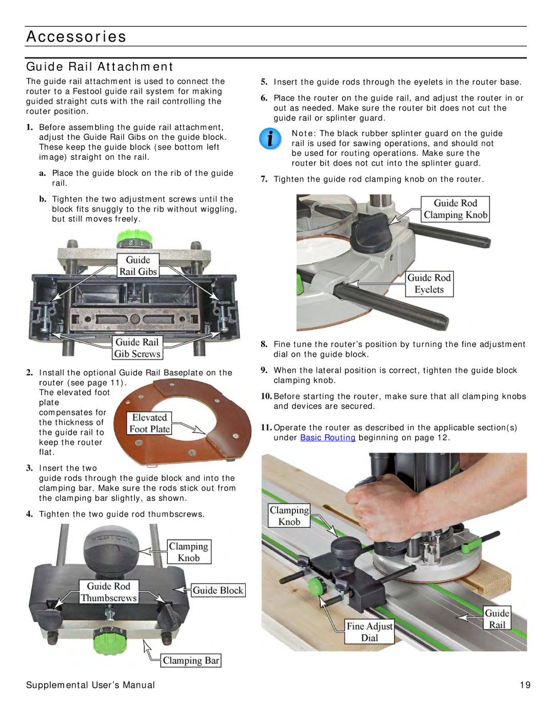 Festool PN574354 user manual Accessories, Guide Rail Attachment 