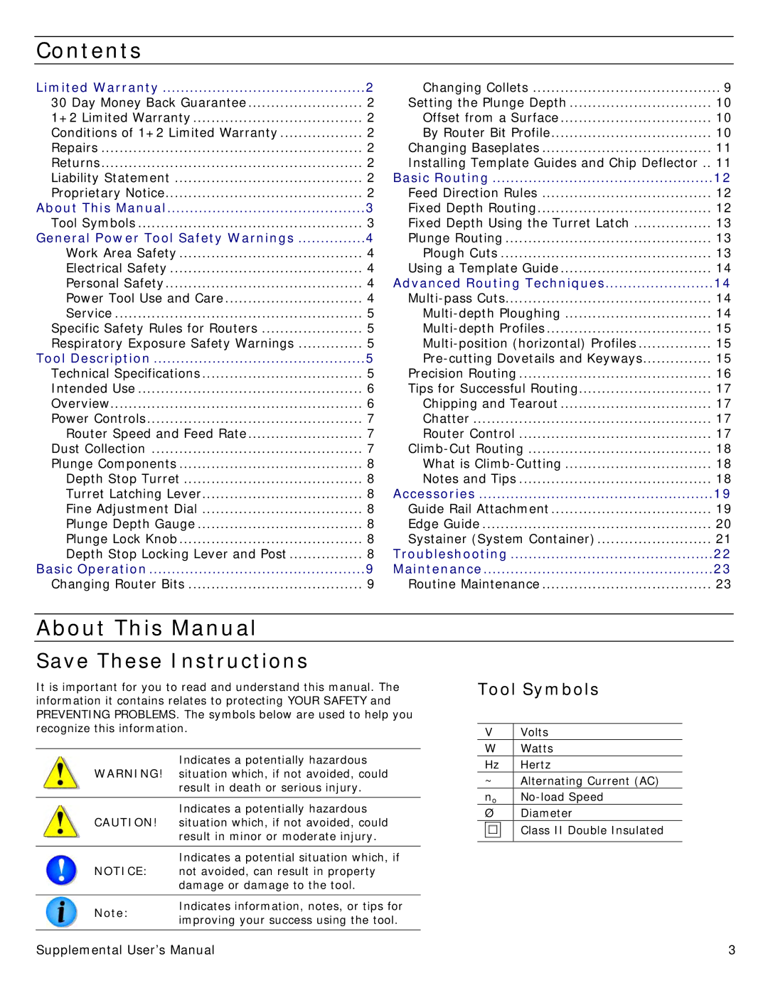 Festool PN574354 user manual Contents, About This Manual 