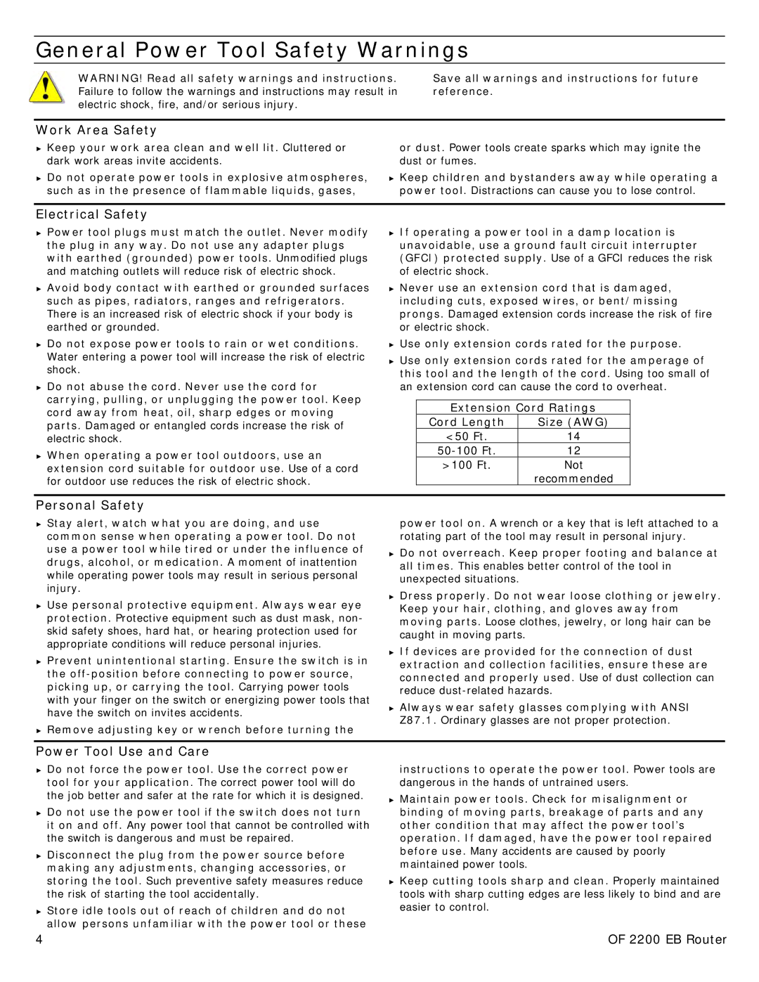 Festool PN574354 user manual General Power Tool Safety Warnings, Work Area Safety, Electrical Safety, Personal Safety 