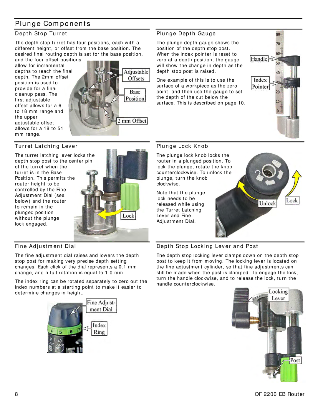 Festool PN574354 user manual Plunge Components 