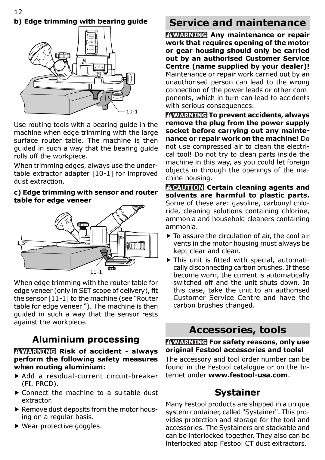 Festool PN574368, PI574368, PAC574368 Service and maintenance, Accessories, tools, Aluminium processing, Systainer 