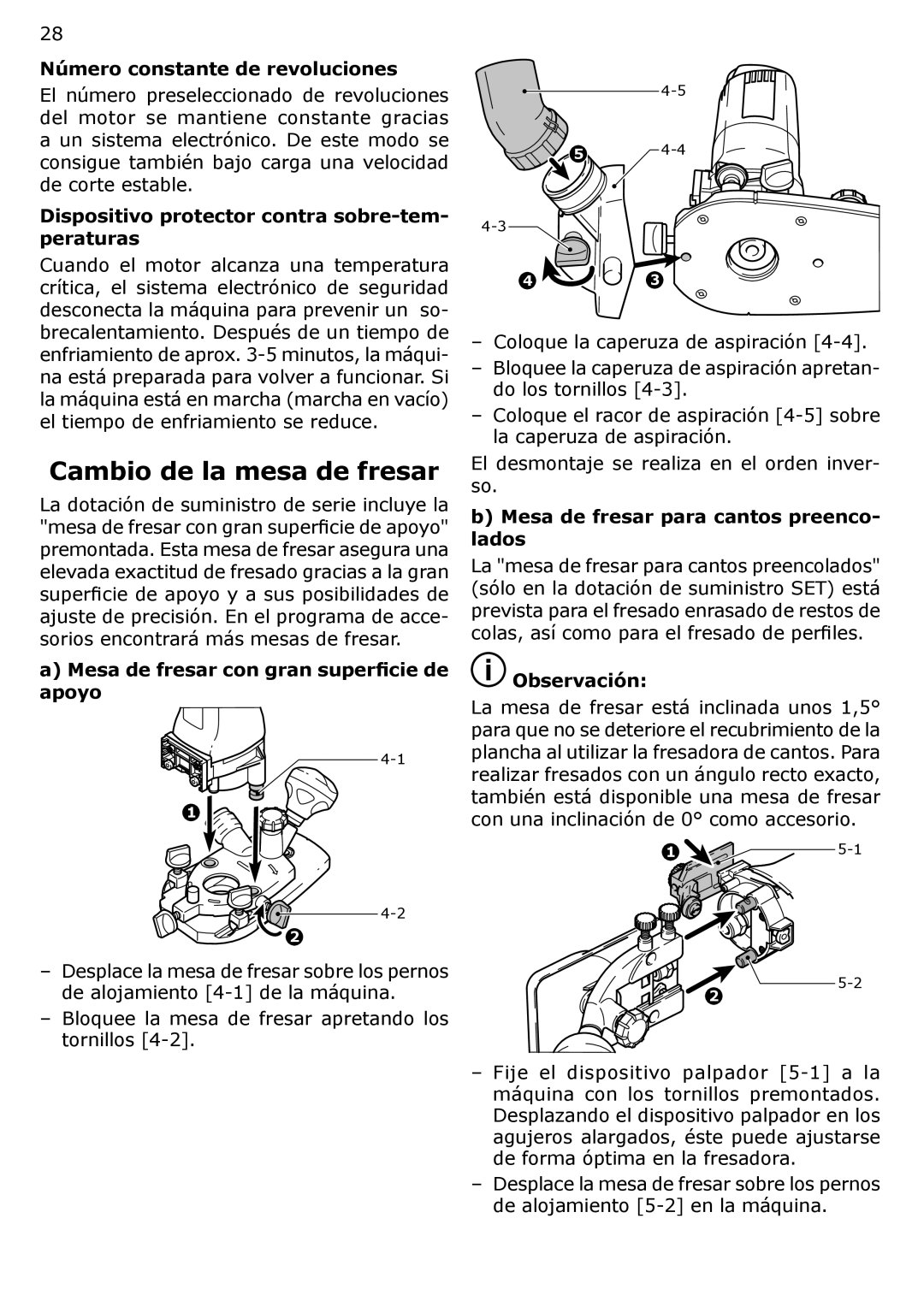 Festool PN574368 Cambio de la mesa de fresar, Número constante de revoluciones, Mesa de fresar con gran superﬁcie de apoyo 