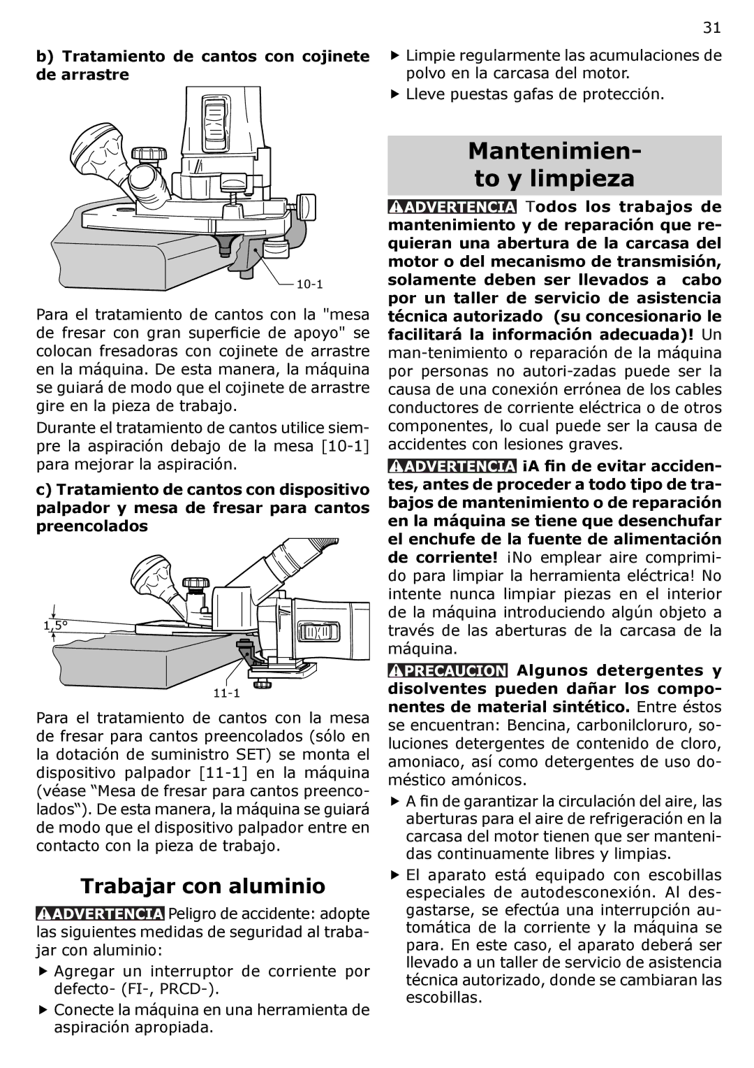 Festool PN574368 Mantenimien- to y limpieza, Trabajar con aluminio, Tratamiento de cantos con cojinete de arrastre 