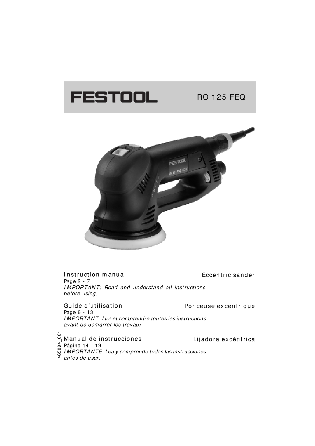 Festool RO 125 FEQ instruction manual 