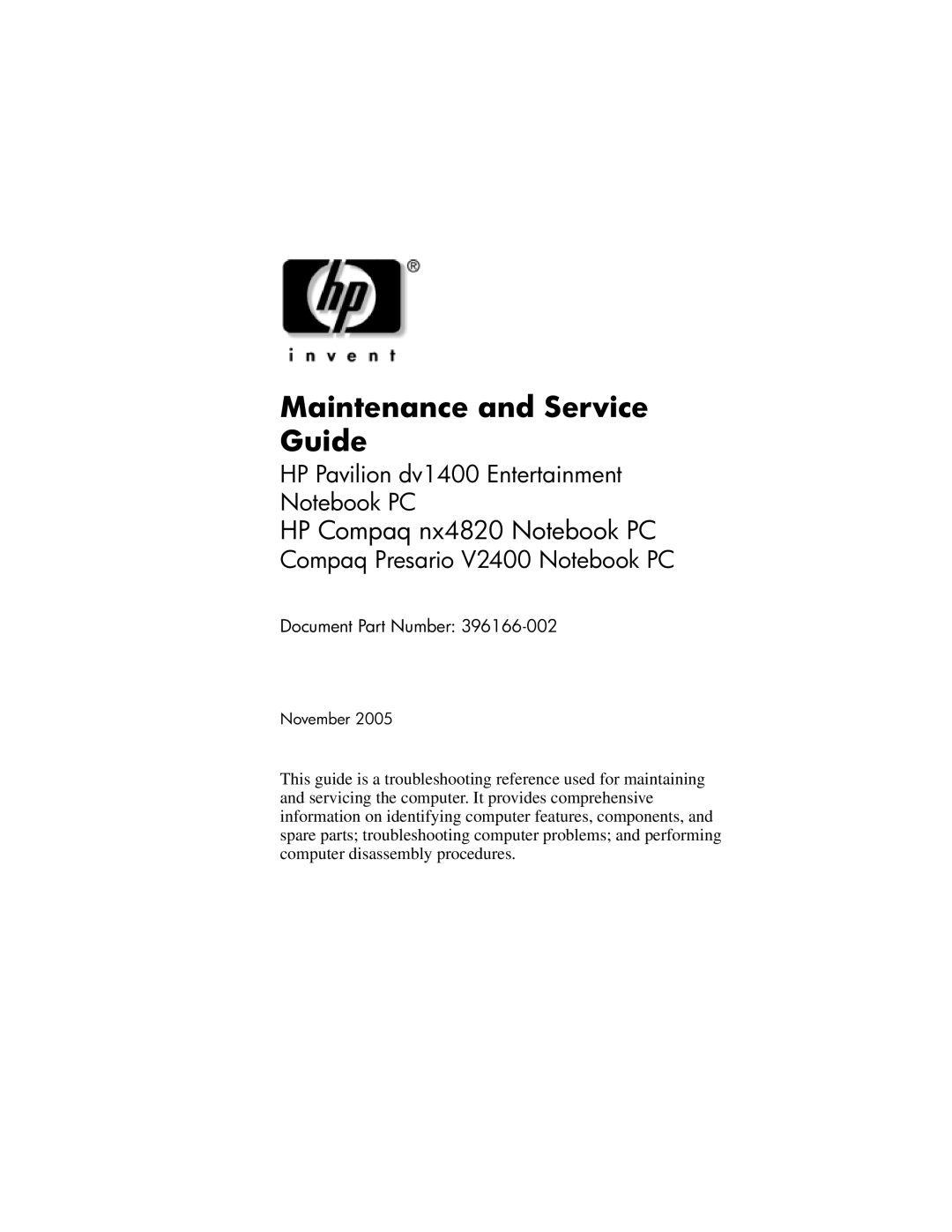 FHP DV1400 manual Maintenance and Service Guide 