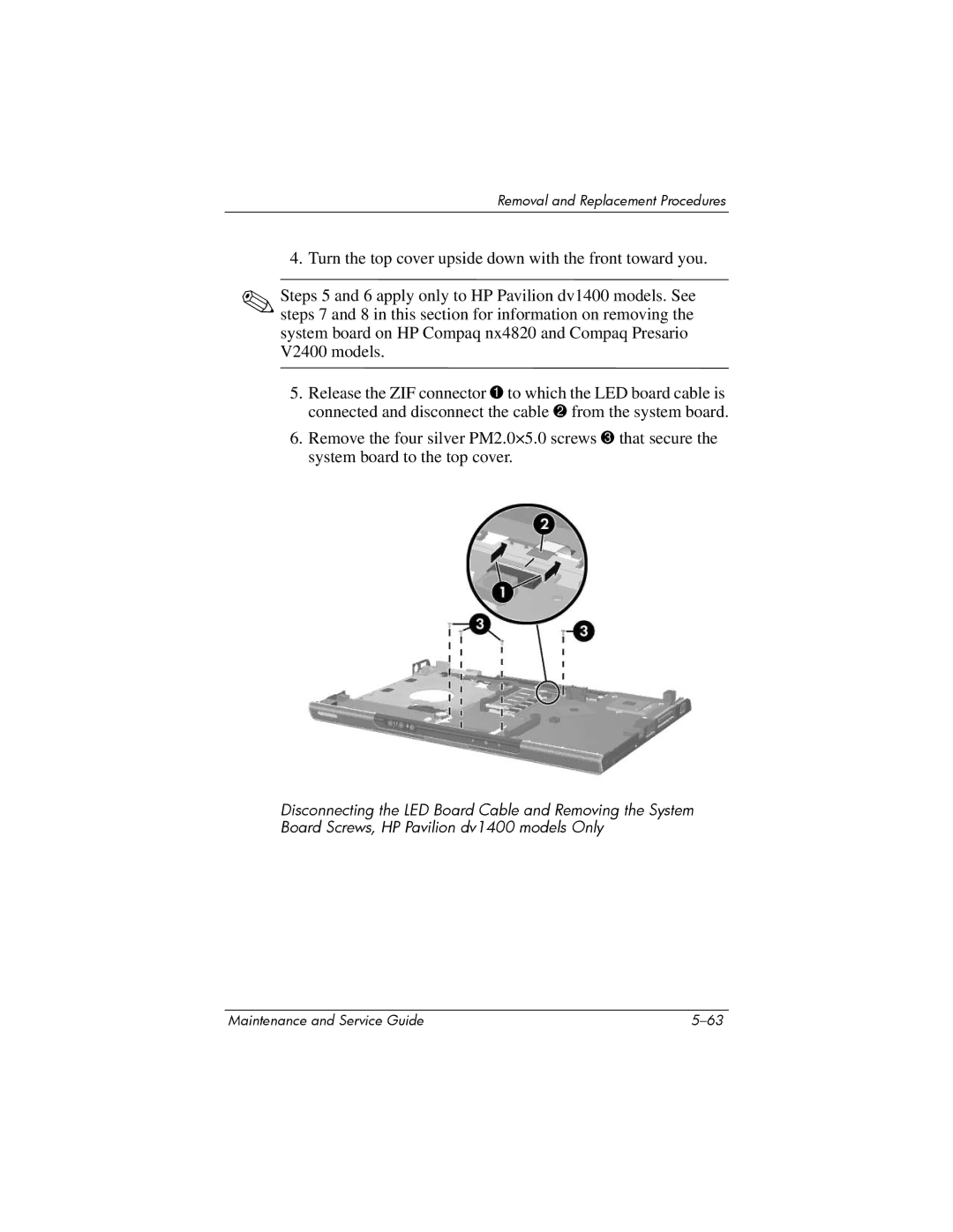 FHP DV1400 manual Removal and Replacement Procedures 